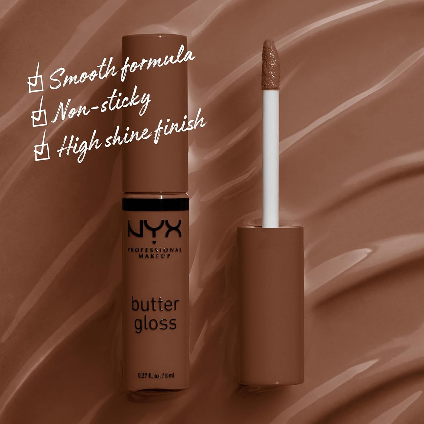 NYX Butter Gloss | Non-Sticky Lip Gloss in Brown Sugar - Warm Brown Shade