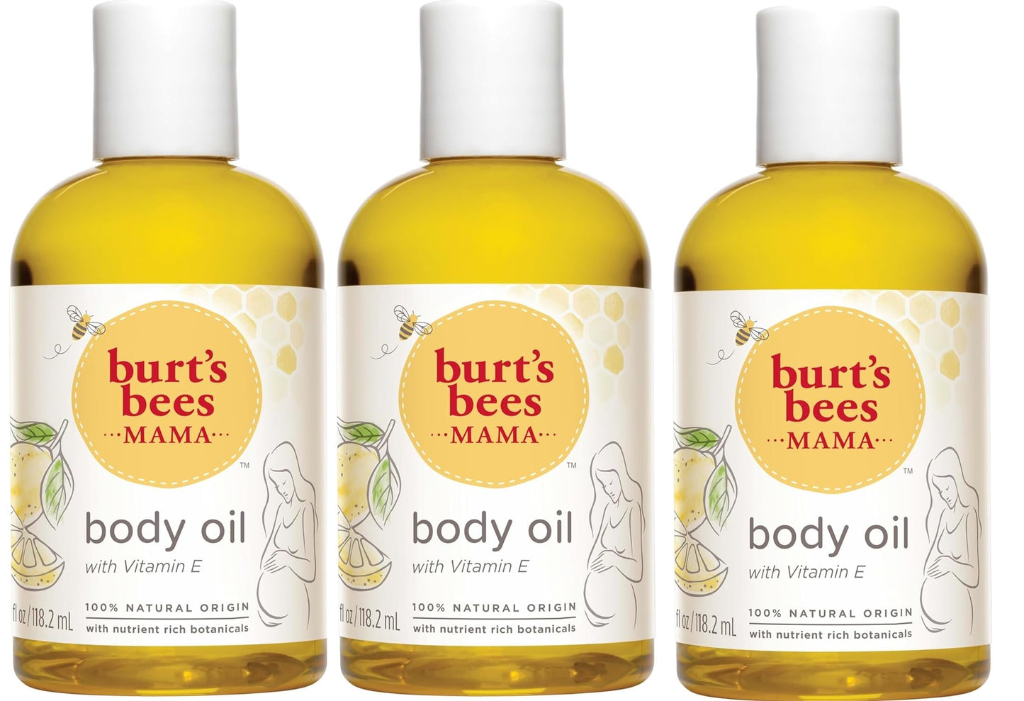 Burt's Bees Mama Bee Nourishing Oil With Vitamin E, 4 Fl Oz (Pack of 3)