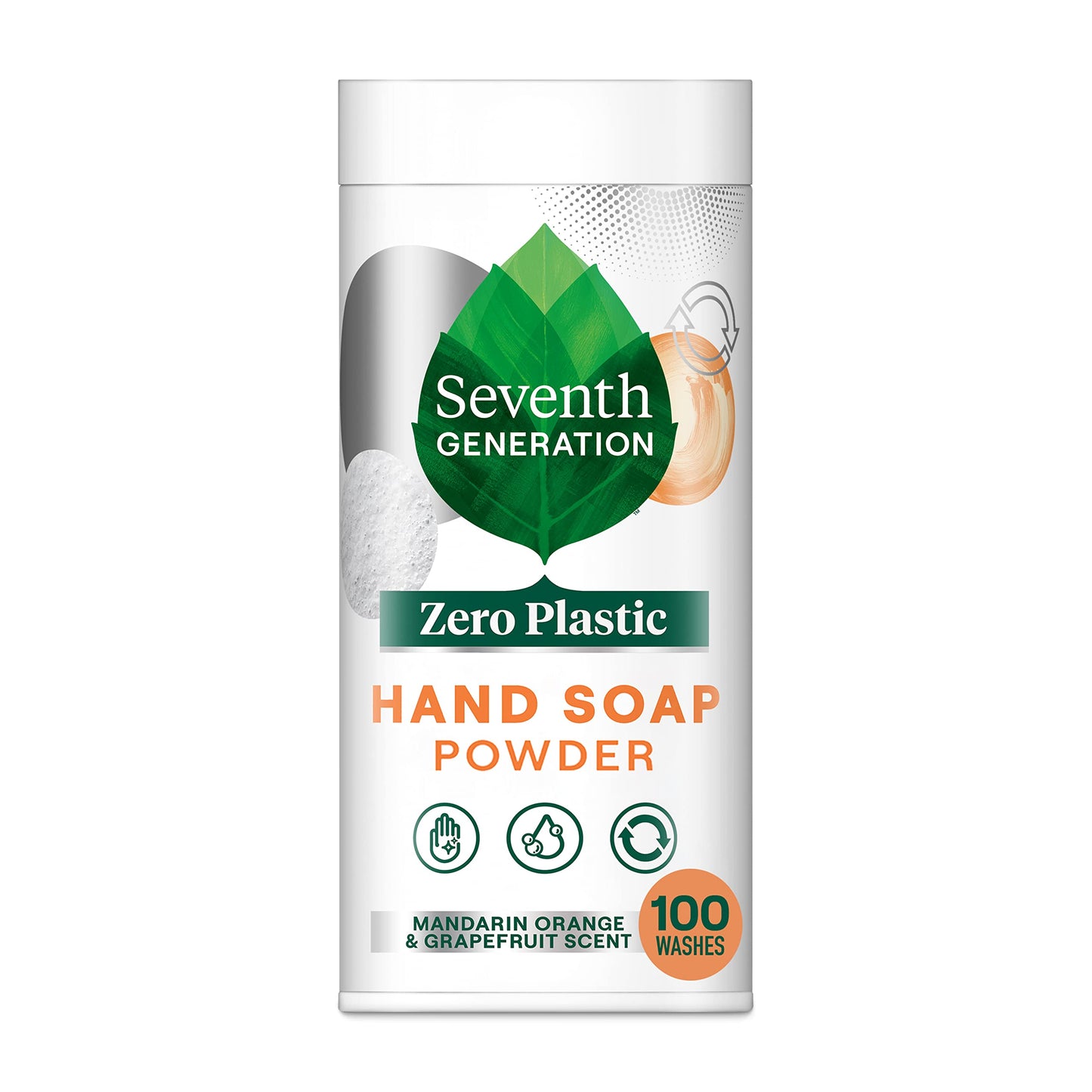 Seventh Generation Zero Plastic Hand Wash Powder Lathering Cleanser Mandarin Orange and Grapefruit Foaming 5 oz