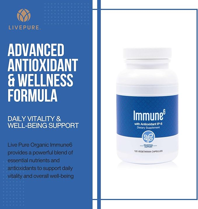 PURE Immune6 120 Capsules - Immune Support Supplement with Antioxidant Inositol Hexaphosphate IP6, Selenium Supplement + Iron with Vitamin C and D3. Boost Immunity with Our Multi Vitamin.
