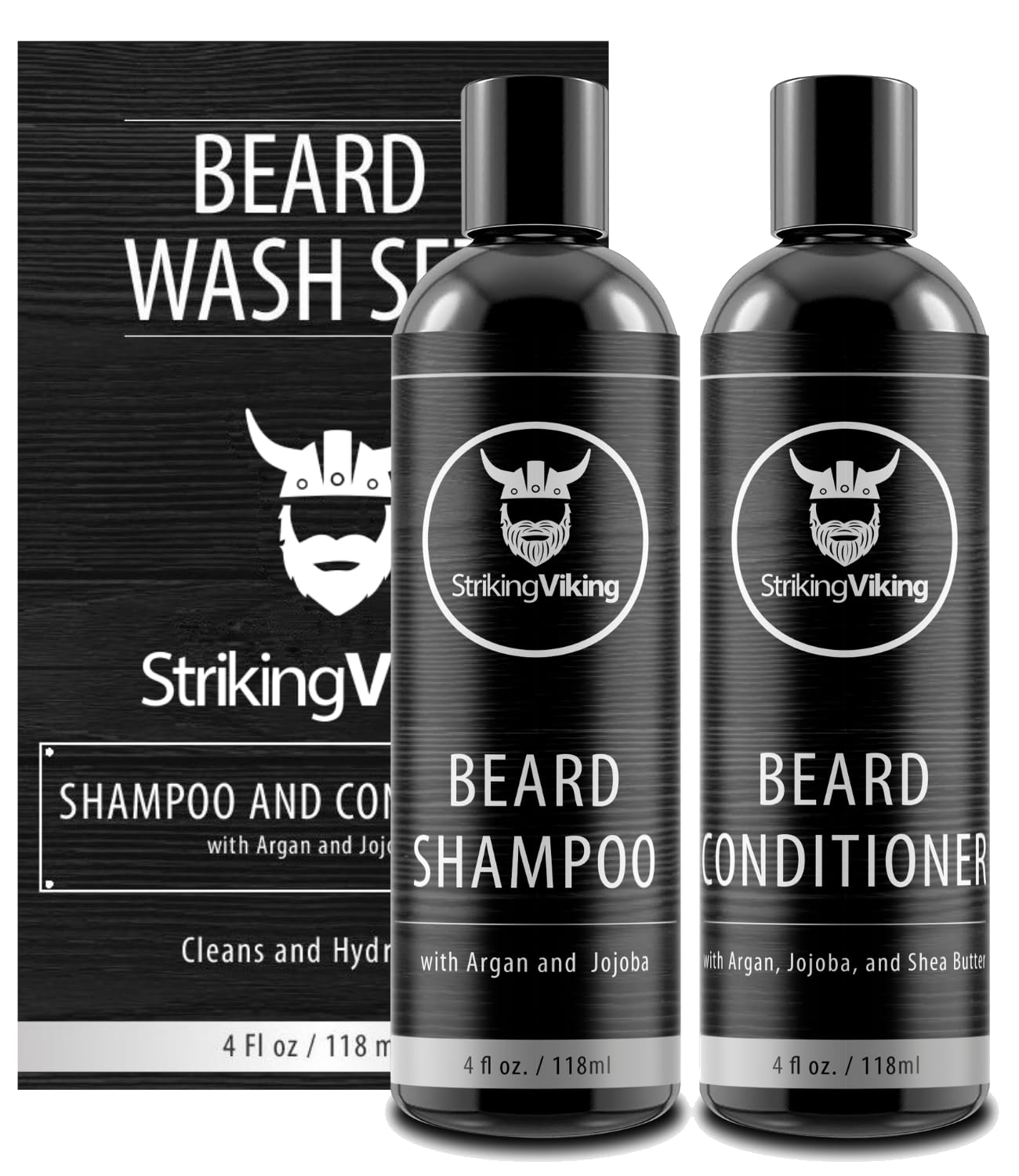 Beard Shampoo And Beard Conditioner For Men, Naturally Derived Ingrediets Beard Wash Set Cleanse Softens & Conditions With Organ
