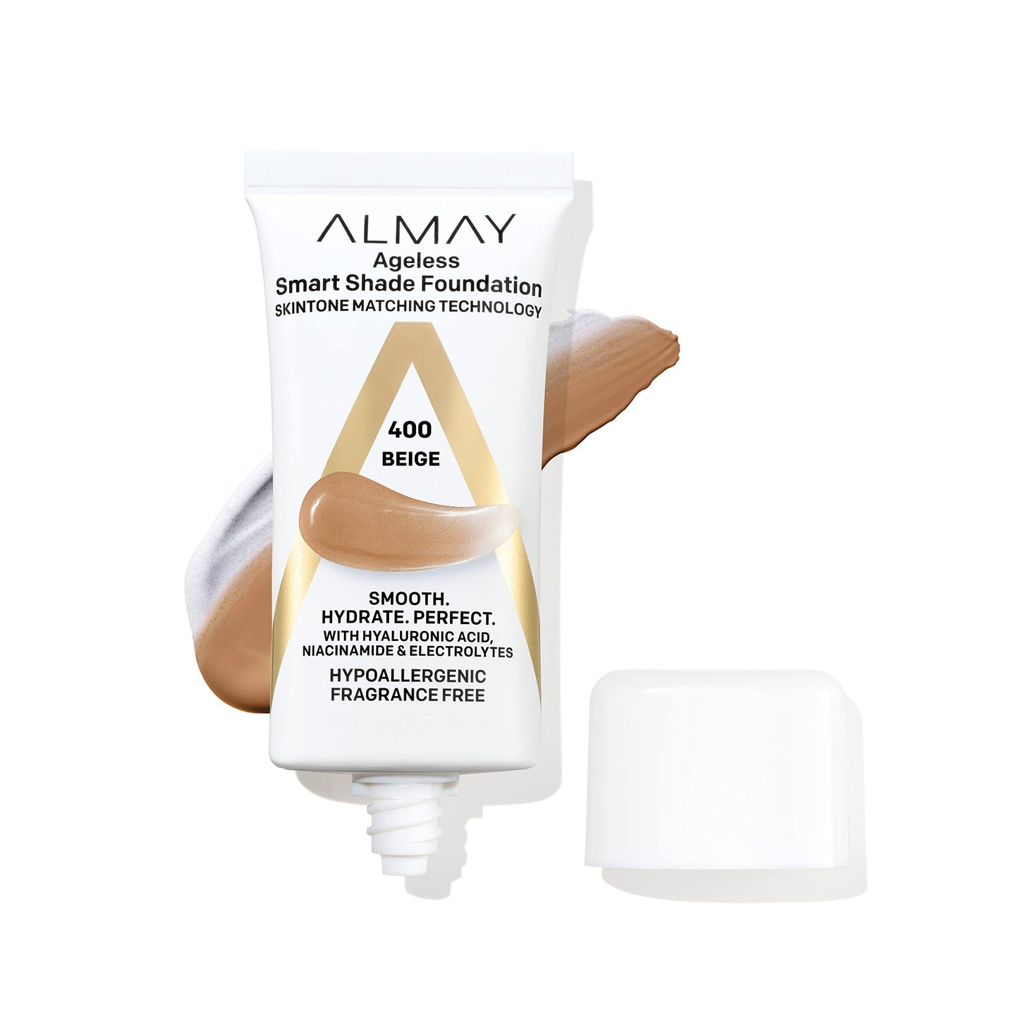 Almay Anti-Aging Foundation, Smart Shade Face Makeup With Hyaluronic Acid, Niacinamide, Vitamin C & E, Hypoallergenic, -Fragranc