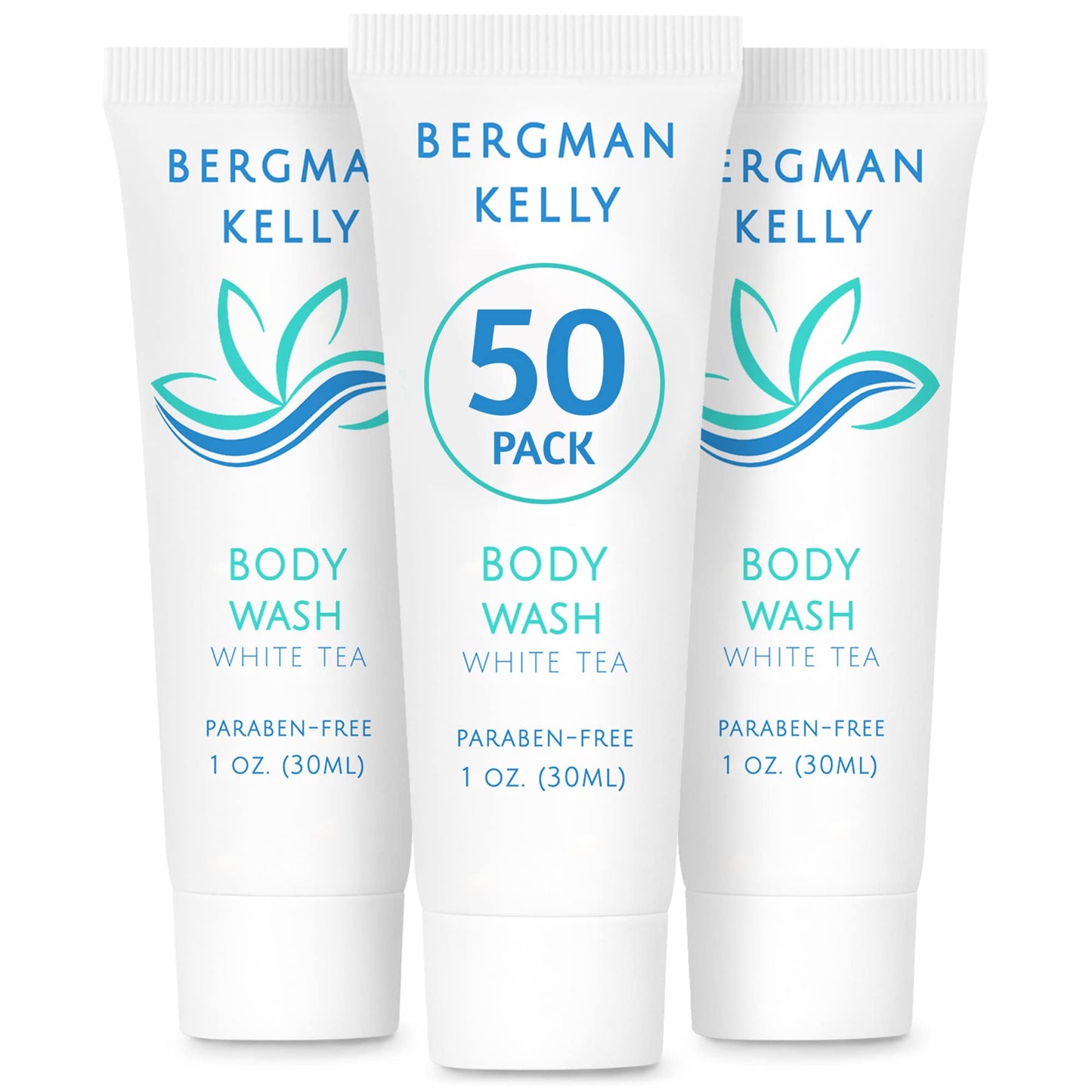 Bergman Kelly Travel Size Body Wash (1 Fl Oz, 50 Pk, White Tea), Delight Your Guests With A Revitalizing And Refreshing Hotel Bo