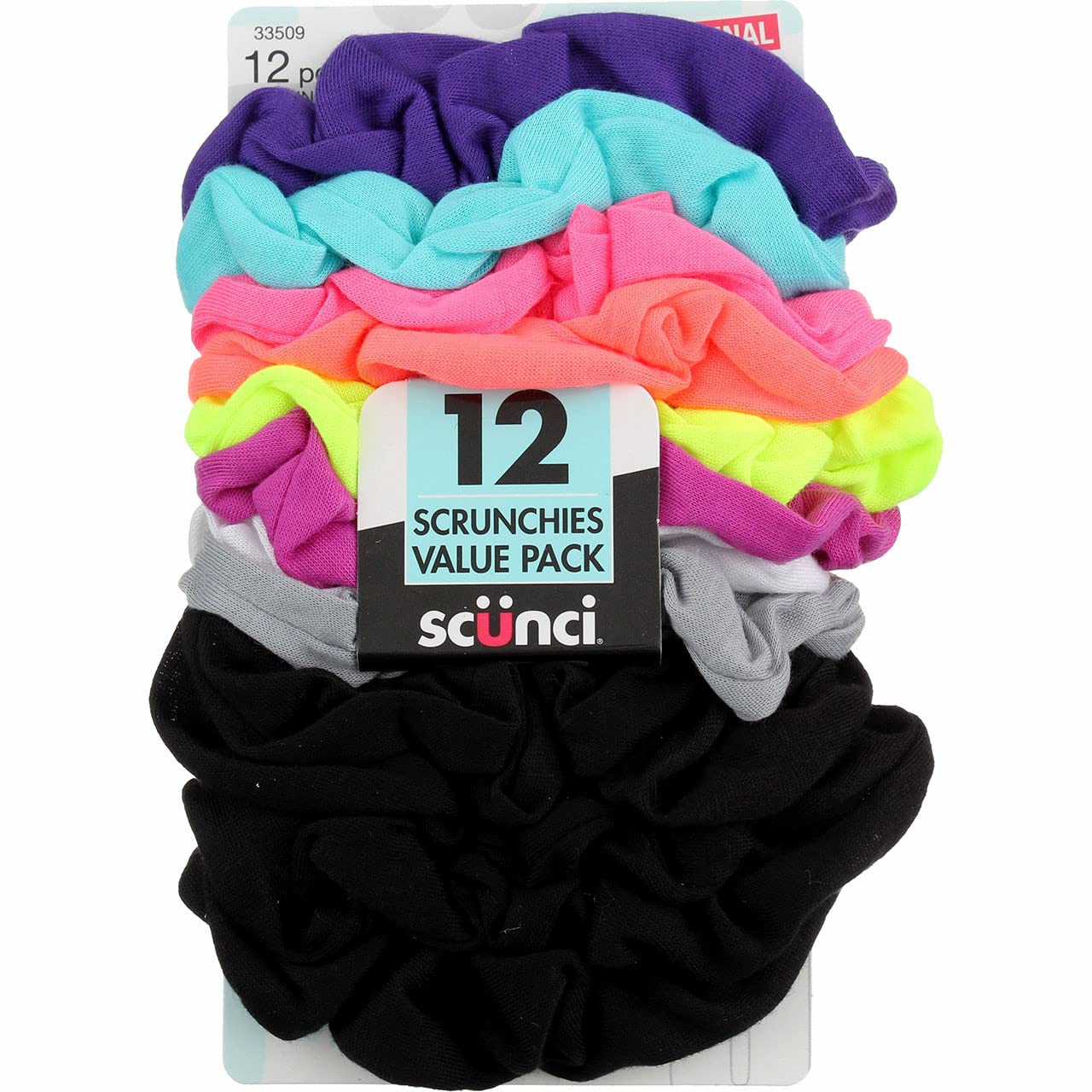Scunci Value Pack Cotton Elastics Hair Bands Large Scrunchies Hair Accessories For Women Or Girls, 12 Counts