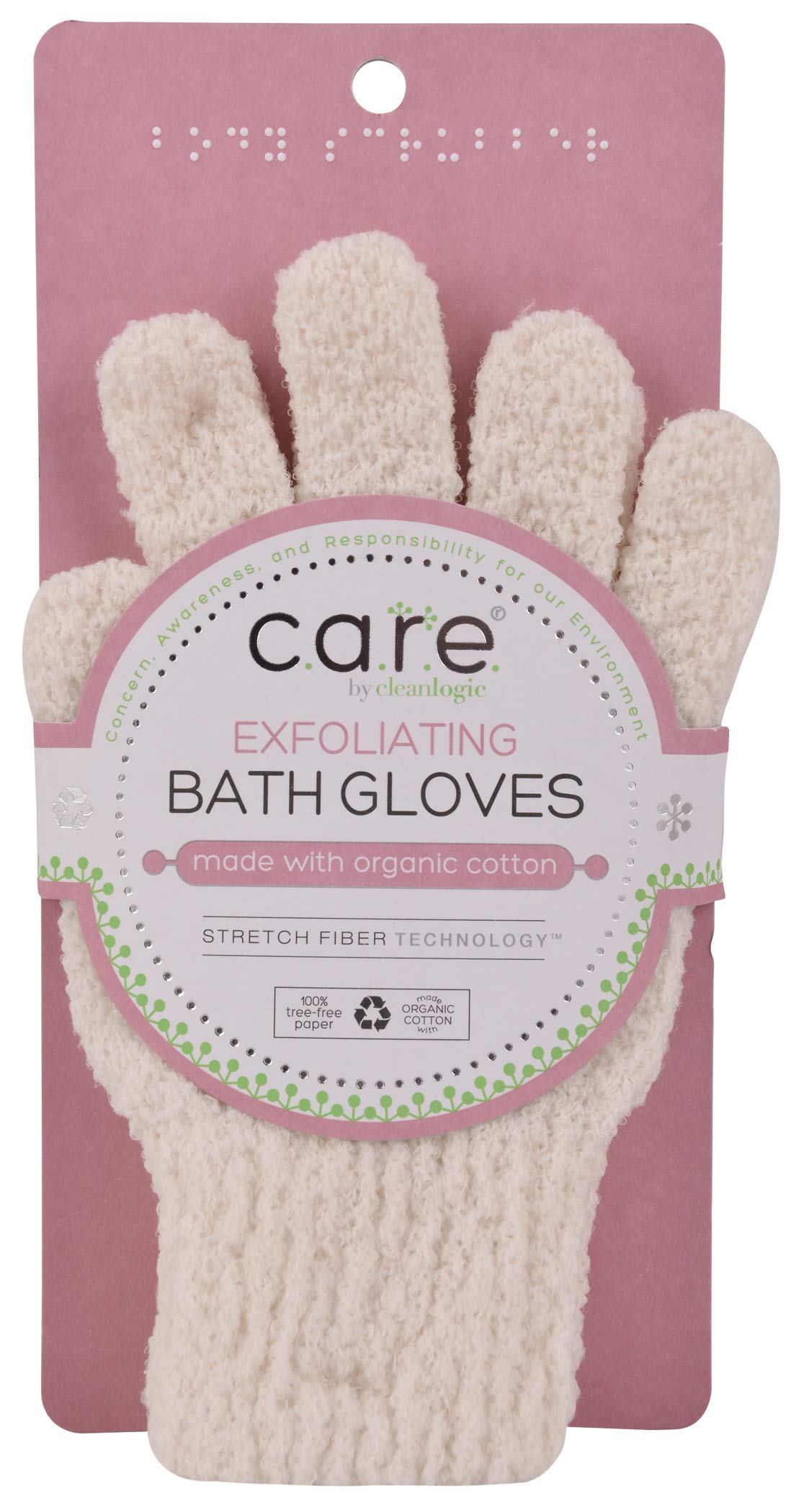 Cleanlogic Exfoliating Bath And Shower Gloves, Certified Organic, 1 Pair