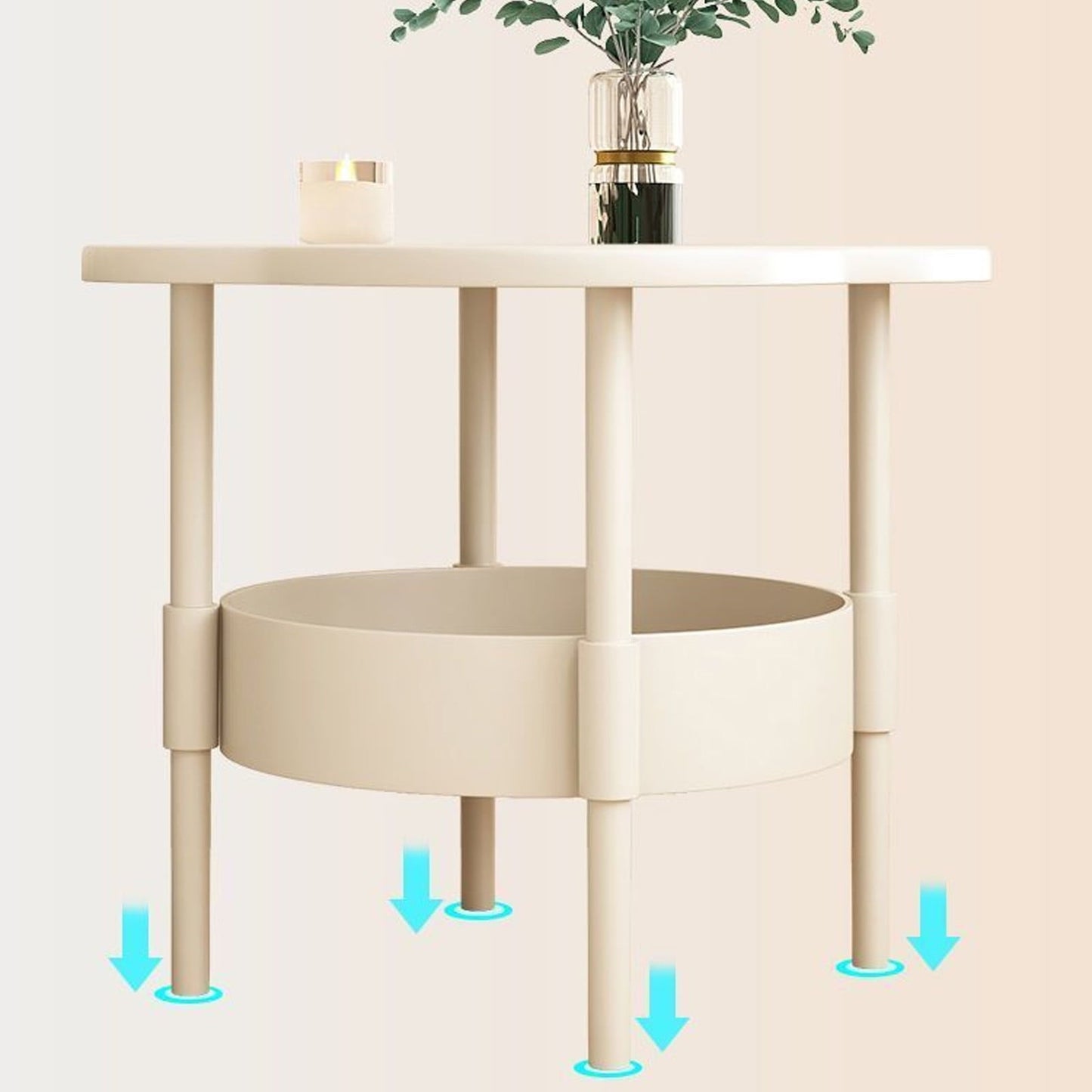 Haliyee 2-Tier End Table with Removable Tray - Waterproof Plastic Side Table for Living Room, Bedroom, Balcony, Office - Small Sofa & Coffee Table Indoor Outdoor Use