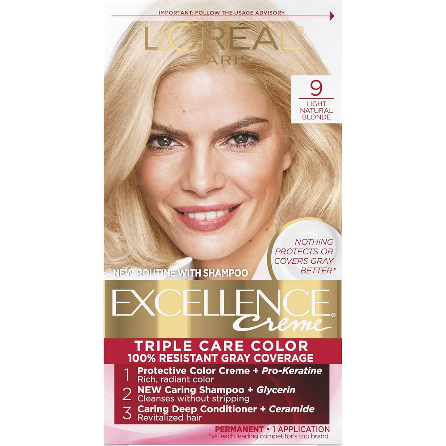 L'Oreal Paris Excellence Crème Hair Color | 5 Medium Brown | 100% Gray Coverage | Pack of 3