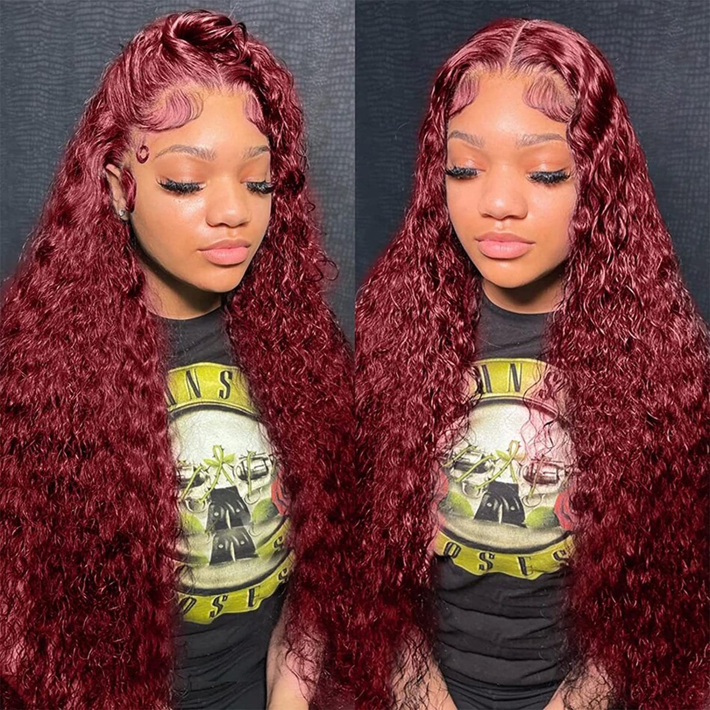 Cheetahbeauty 99J Burgundy Deep Wave Lace Front Wigs Human Hair 250% Density 10A Grade Deep Curly 13X6 Hd Transparent Lace Front