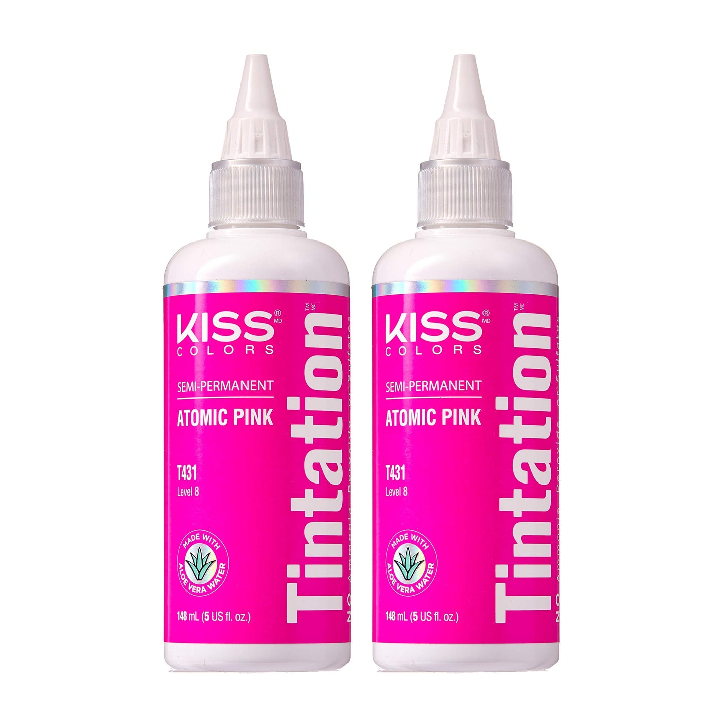 Kiss Tintation Semi-Permanent Hair Color 5 Ounce (Atomic Pink (2 Pack))