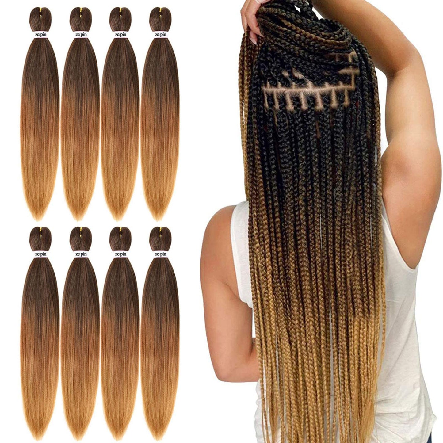 Pre Stretched Braiding Hair 30 Inch 8 Packs Professional Soft Yaki Braiding Hair For Braids Hot Water Setting Synthetic Crochet