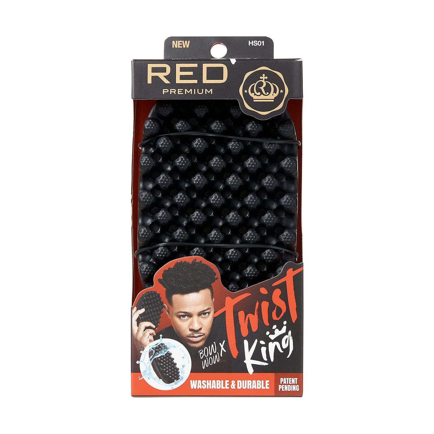 RED by Kiss Bow Wow X Twist King -Premium Luxury Twist Styler Brush, Durable Washable Afro Curl Sponge Racket for Barbers and Da
