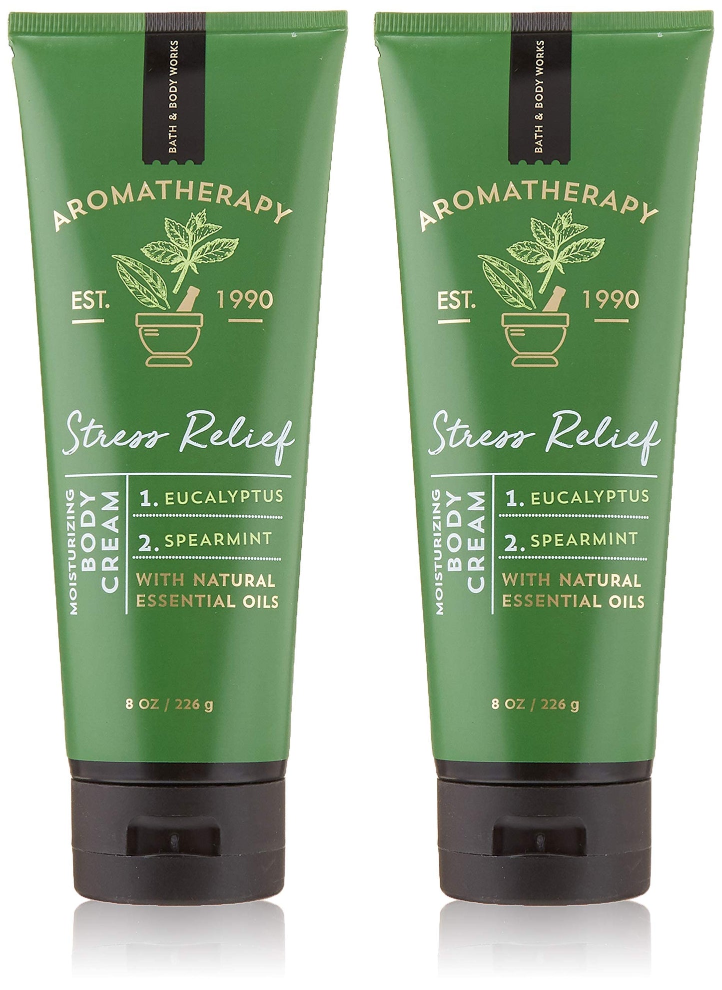 Bath & Body Works Aromatherapy Stress Relief Eucalyptus Spearmint Body Cream 8.0 Oz, 226G (2 Pack)