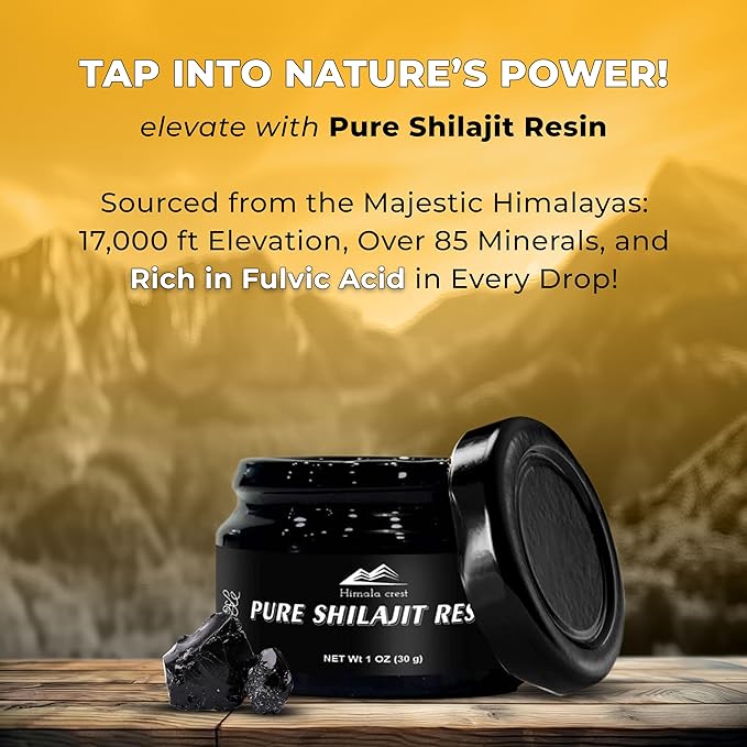 Pure Himalayan Organic Shilajit, High Potency Shilajit Resin - Gold Grade, Authentic & Natural - 70% Fulvic Acid & 85+ Trace Minerals for Energy & Immune Support | 75 Servings - 30g