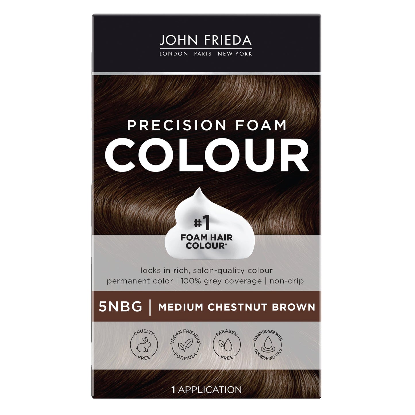 John Frieda Precision Foam Permanent Hair Colour in 5NBG Medium Chestnut Brown
