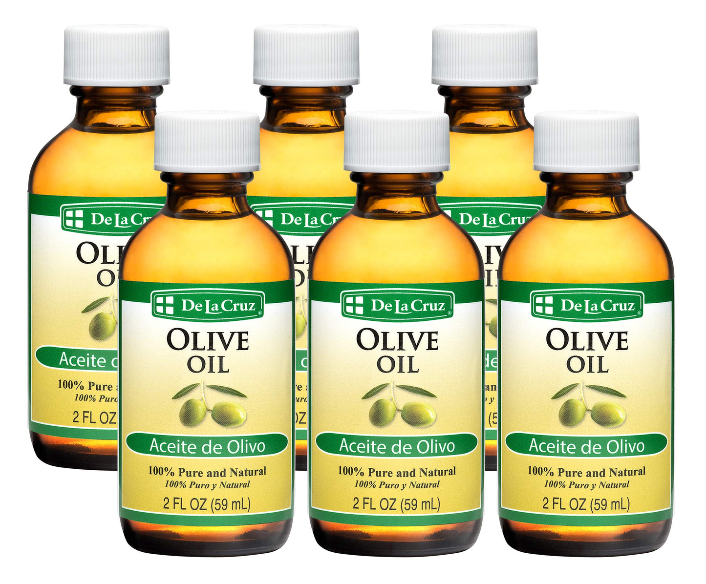 De La Cruz Pure Olive Oil - Natural Expeller Pressed Olive Oil for Hair and Skin - Lightweight Body Oil for Dry Skin 2 Fl Oz (6