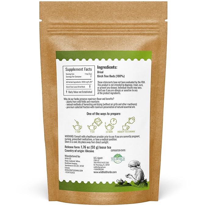 1.8 oz. Birch Dried Birch Tree Buds Herbal Tea (Betulae Gemmae) - 50g Betula Pendula Roth Herb Tea Te De Abedul