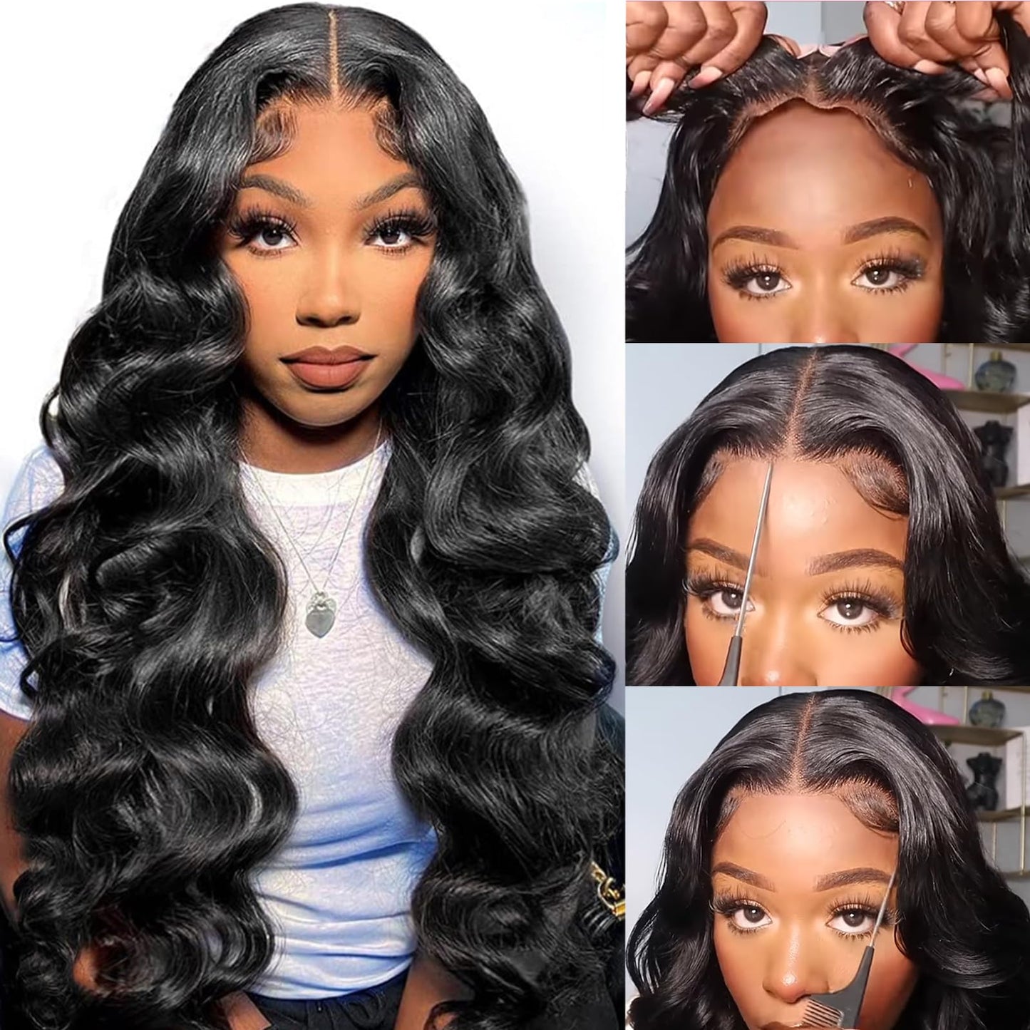 Muzojet 13X6 Glueless Wigs Human Hair Pre Plucked/Cut 26 Inch Wear And Go Wig 10A Hd Body Wave Lace Front Wigs Human Hair 180 De