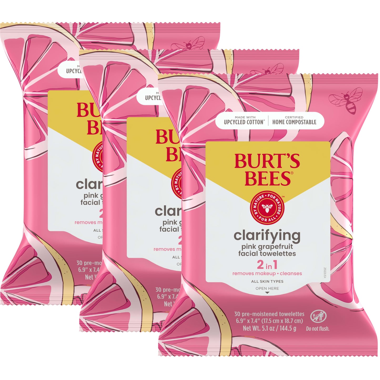 Burt's Bees Pink Grapefruit Face Wipes, Mothers Day Gifts for Mom for All Skin Types, Hydrating Makeup Remover & Facial Cleansin