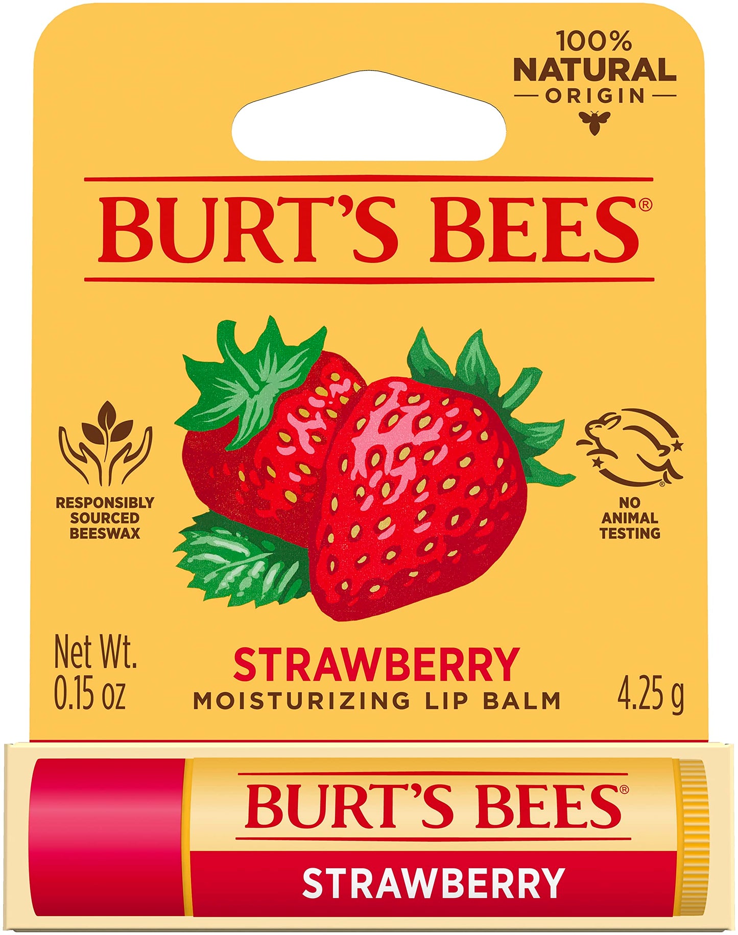 Burt'S Bees Moisturizing Lip Balm, Strawberry, 0.15 Ounce