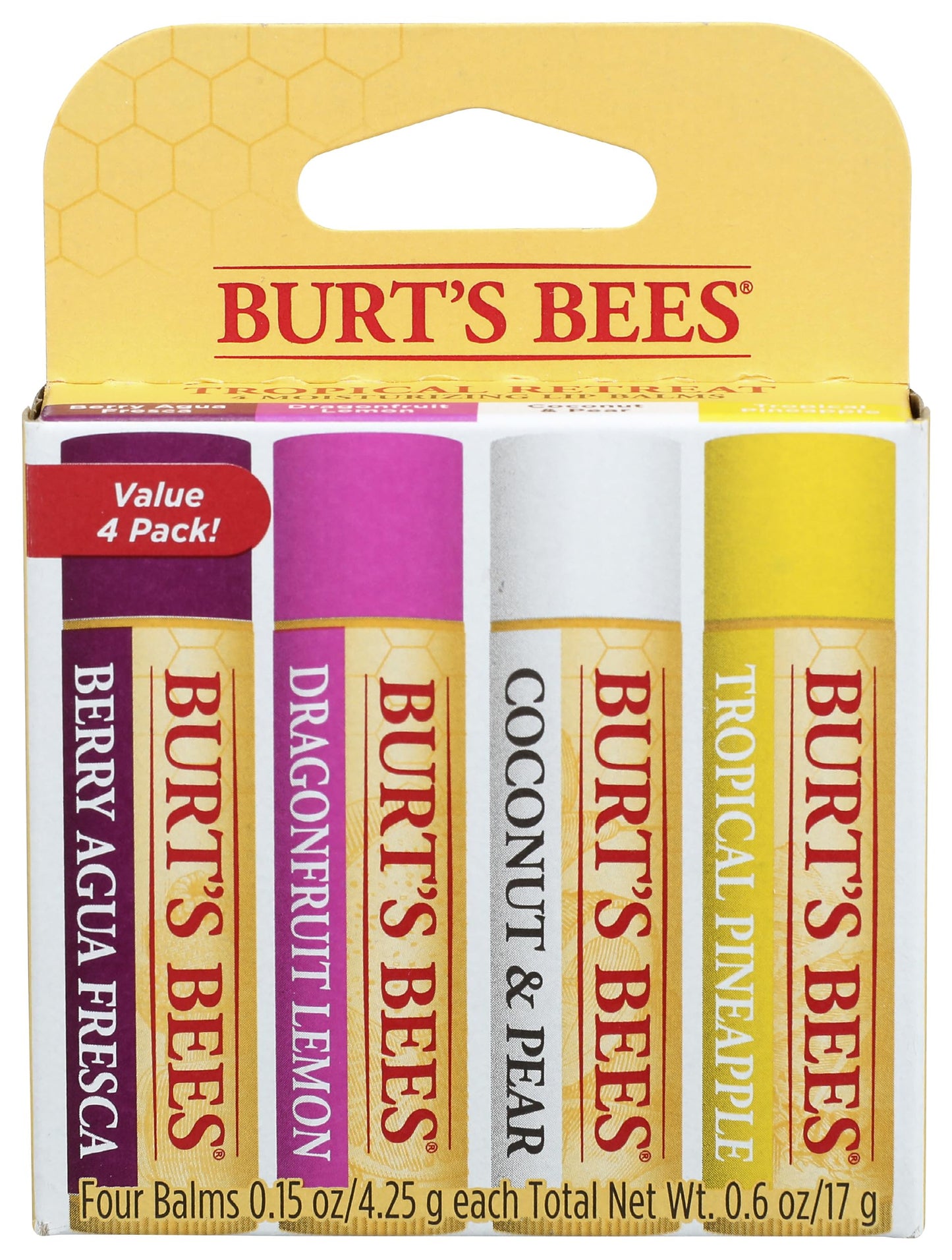 Burts Bees Tropical Assortment Lip Balm, 0.6 Oz