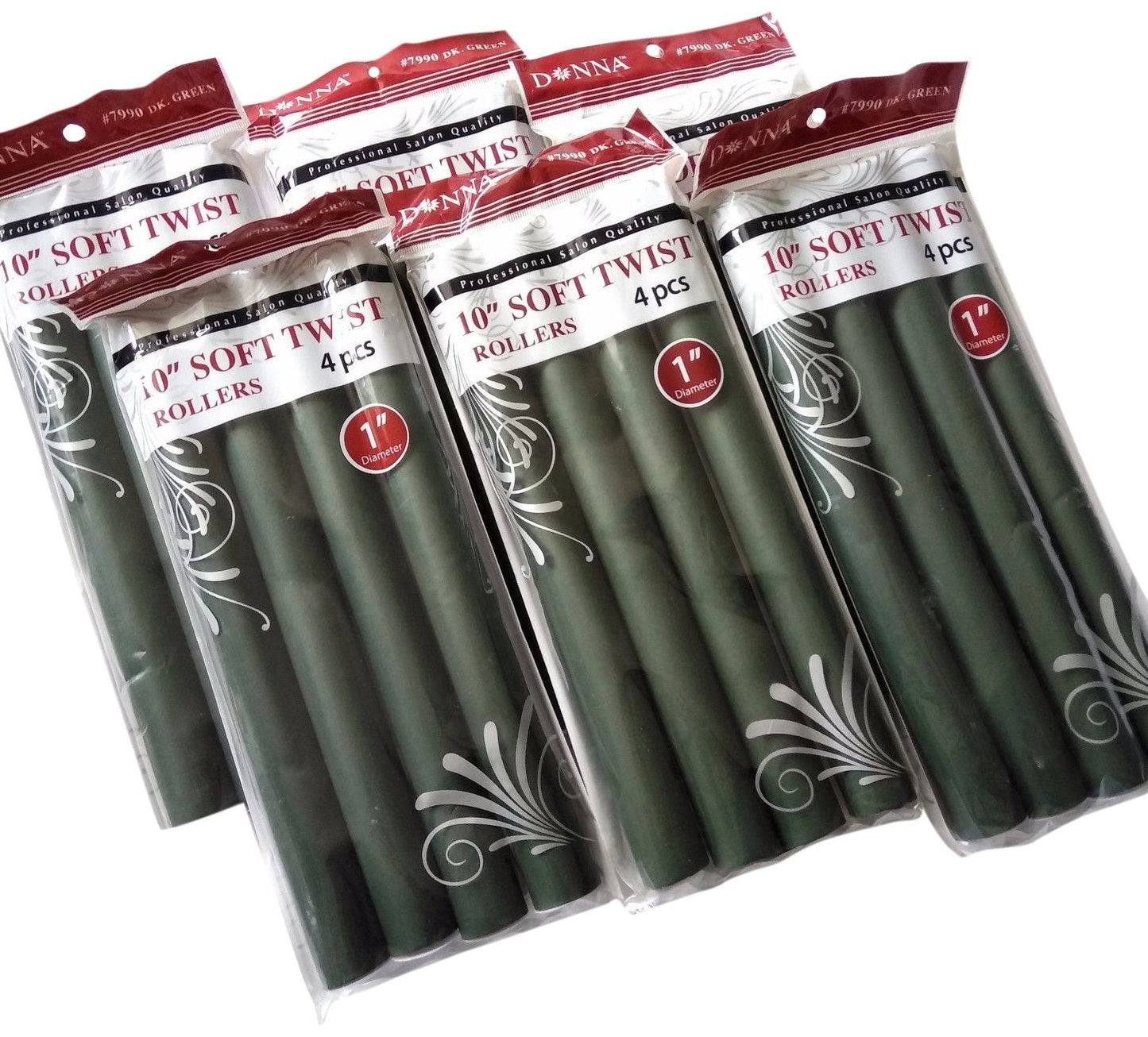 Donna Collection Soft Twist Rollers Black, 10 Inch, 4 Count