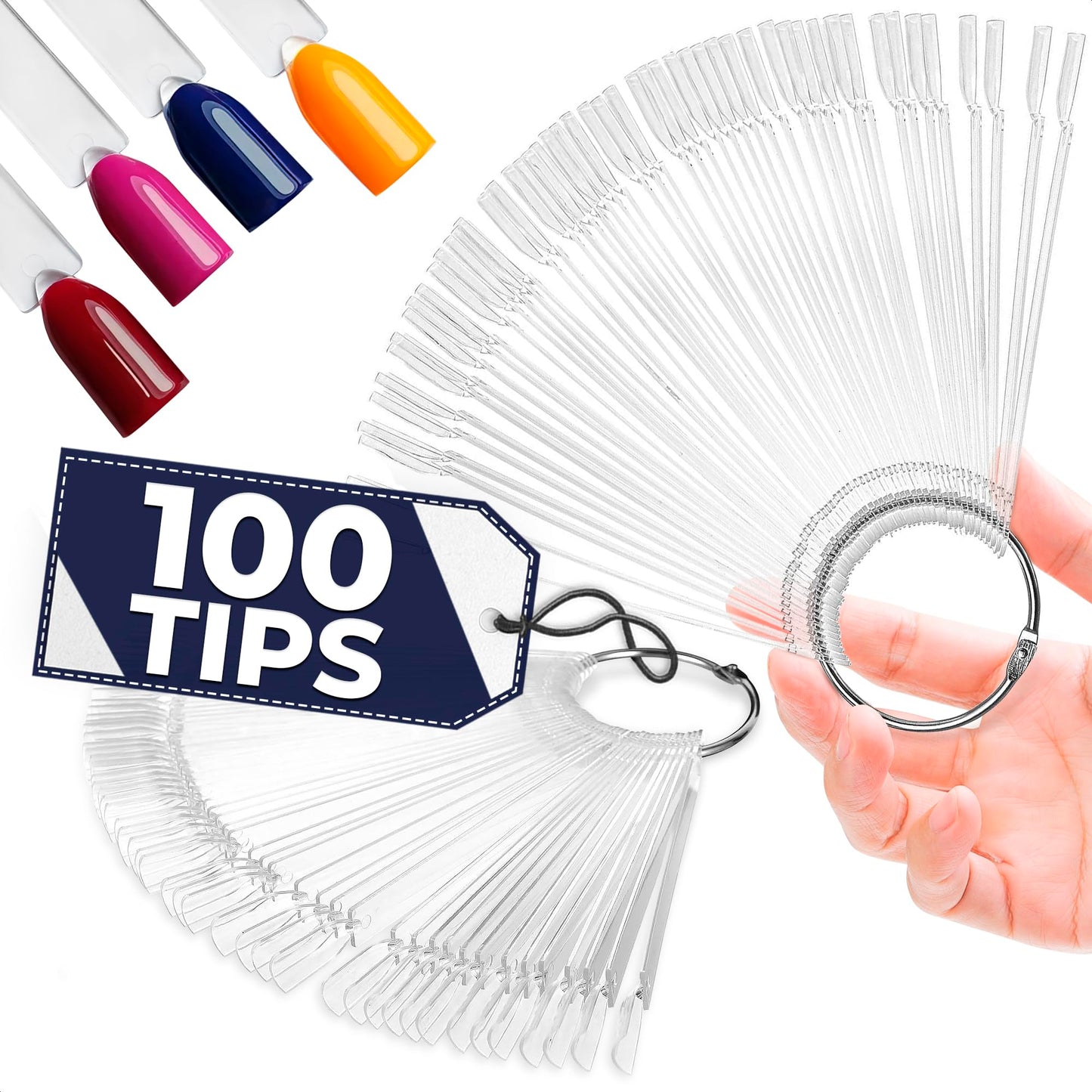 100Pcs Nail Swatch Sticks For Acrylic Nails - Gel Nail Display Tips Nail Polish Swatch Stick Plastic Nail Tips Acrylic Nail Disp