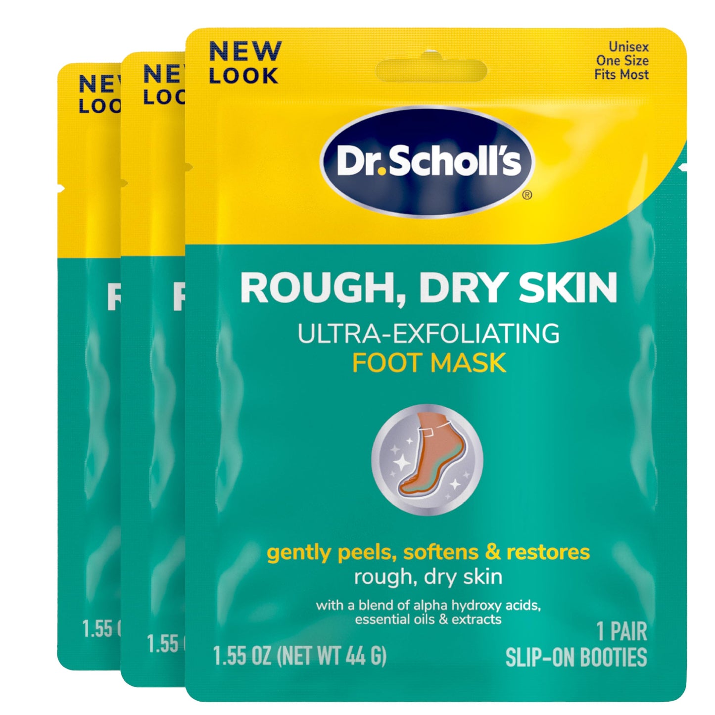 Dr. Scholl 'S Rough, Dry Skin Ultra Exfoliating Foot Peeling Mask, 3 Pairs Moisturizing Socks Gently Peels And Softens, With Ure