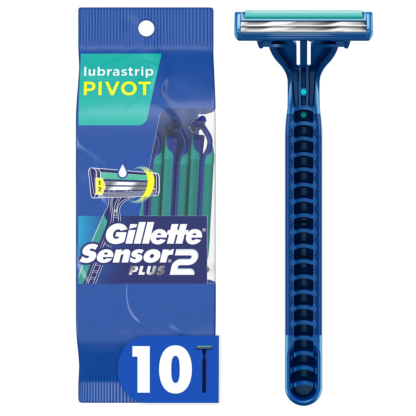 Gillette Sensor2 Plus Pivoting Head Mens Disposable Razors, 10 Count (Pack of 3)