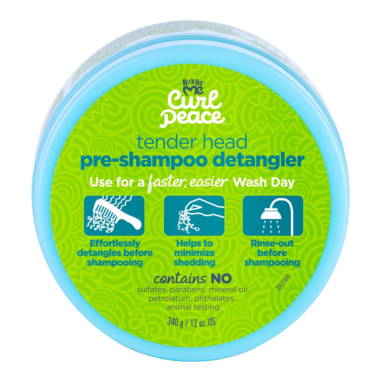 Just For Me Curl Peace Tender Head Detangling Treatment - Rinses Away Knots, Pre-Wash, Post-Styling, Contains No Parabens, Sulfa