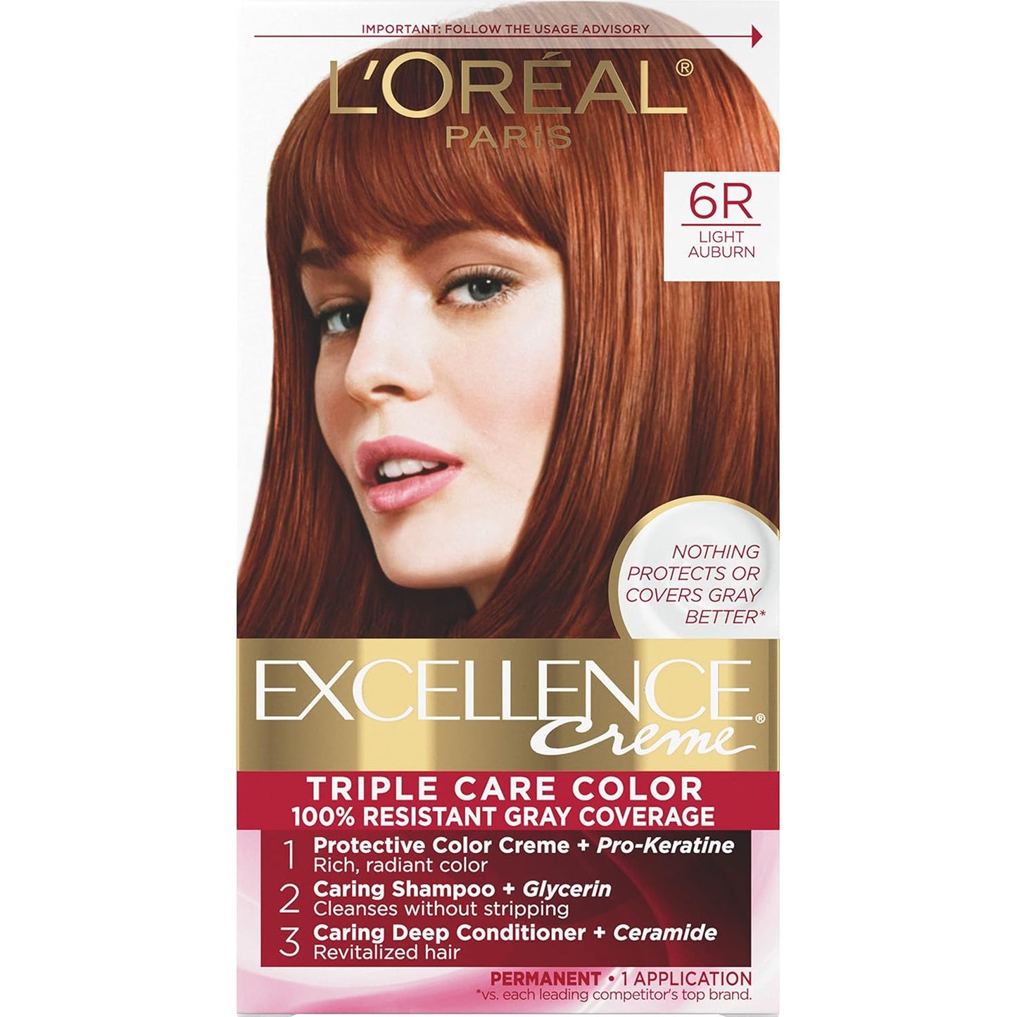 L'Oreal Paris Excellence 6G Light Golden Brown Hair Color | Gray Coverage, 8 Weeks
