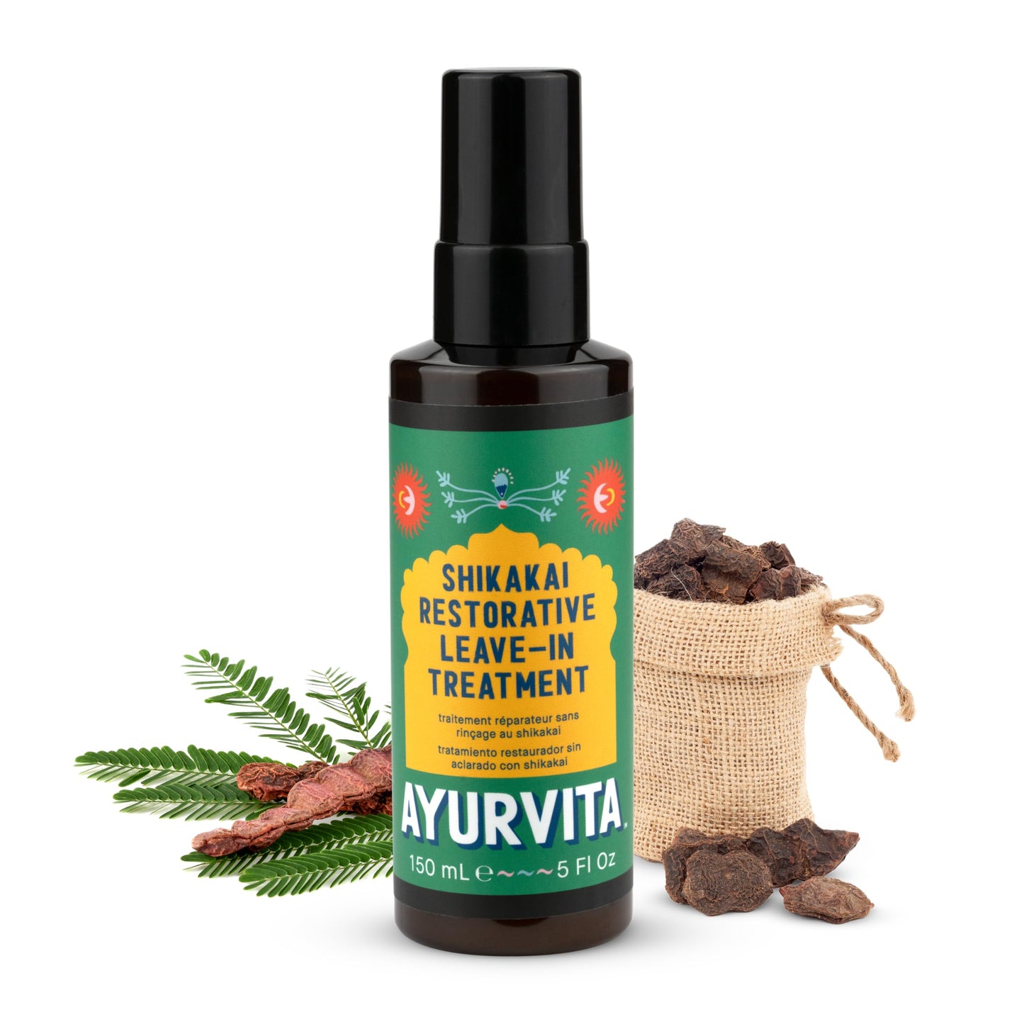 Ayurvita Shikakai Restorative Leave-In Conditioner - Herbal Remedy For Dry Scalp And Strands - Moisturizing, Scalp-Cooling Spray