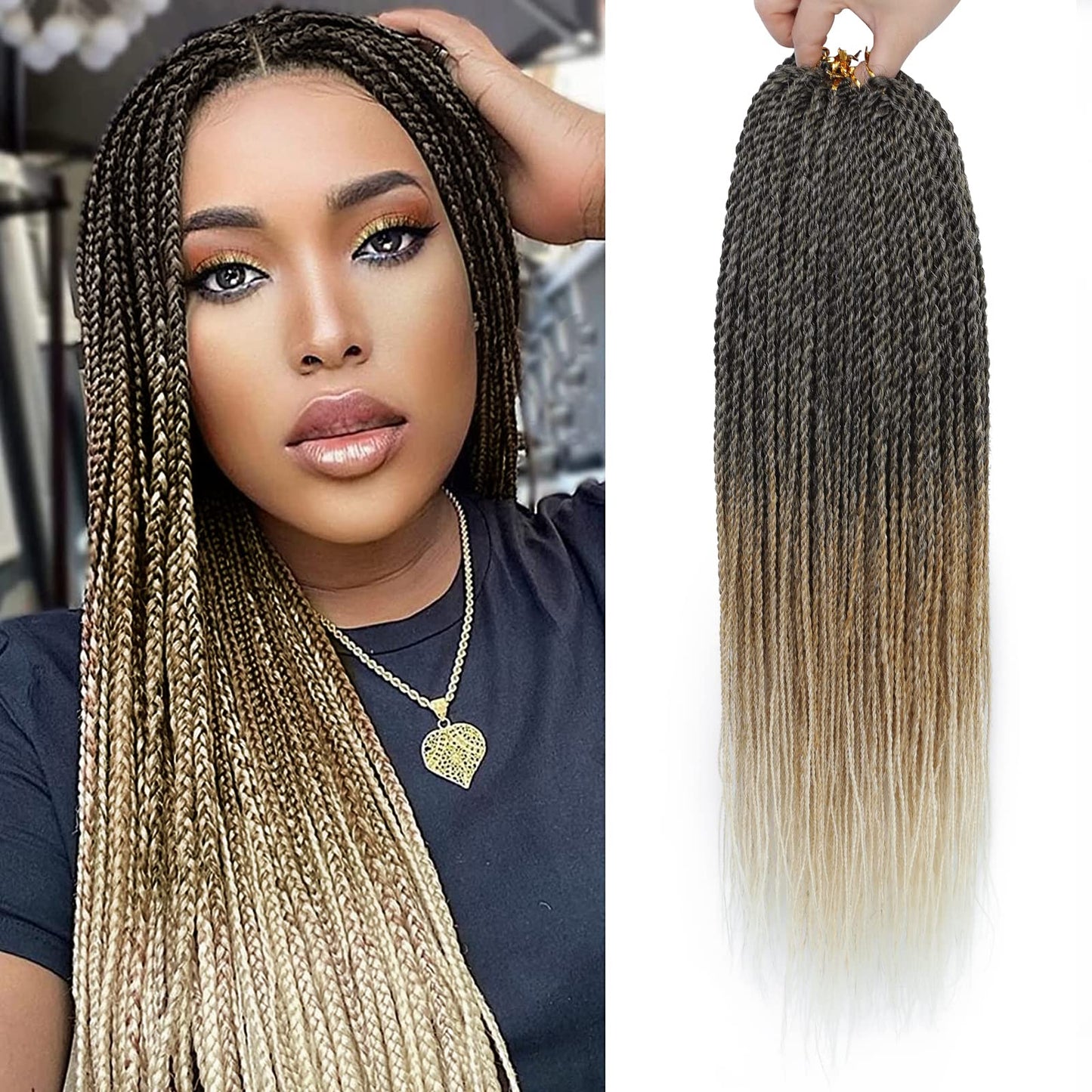 Nayoo Small Crochet Hair Senegalese Twist, 22 Inch 8 Packs Ombre Crochet Hair For Black Women, 35 Strands/Pack Braids Crochet Ha