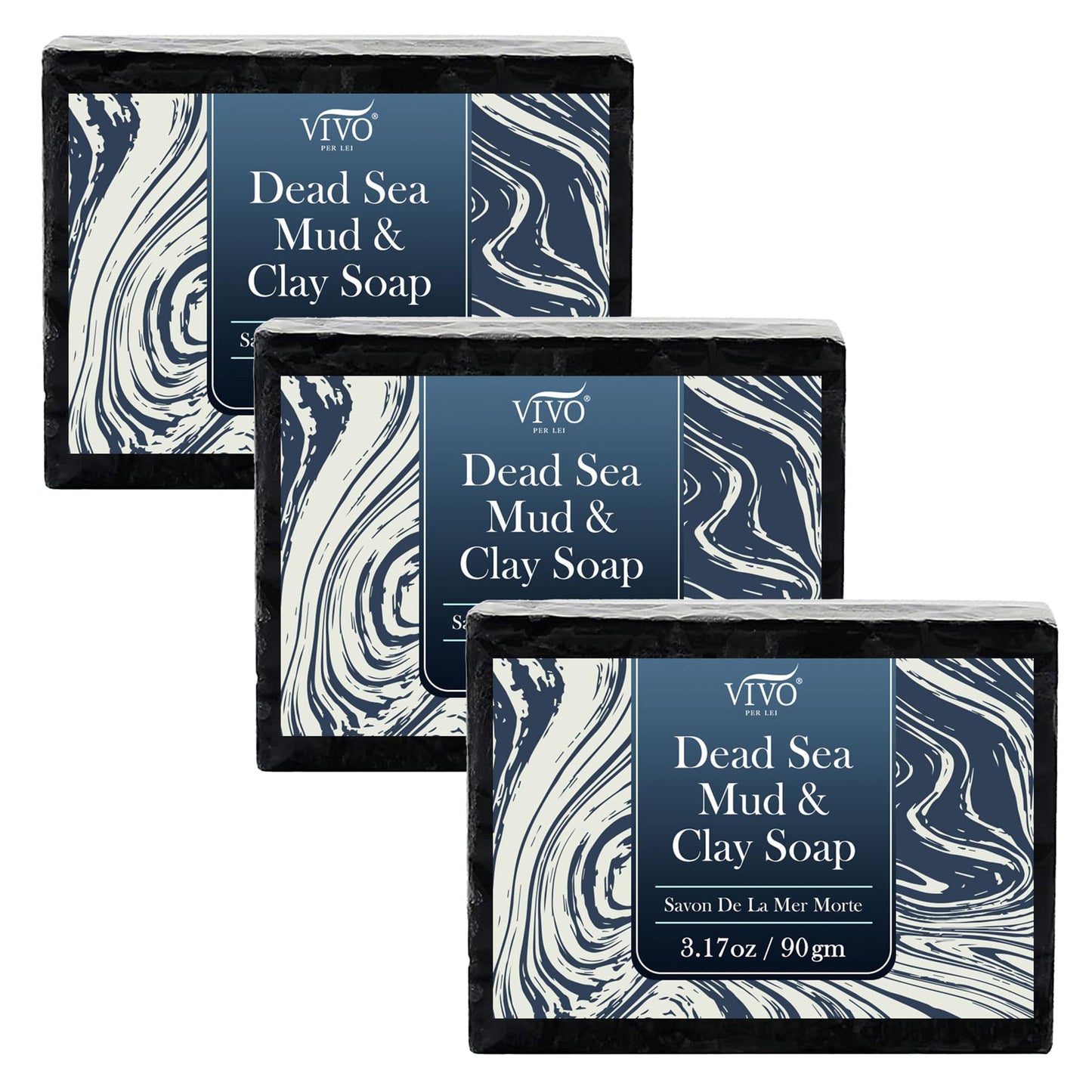 Vivo Per Lei Dead Sea Soap - Dead Sea Mud Soap for Face and Body - Charcoal Soap Bar with Dead Sea Minerals - Cleanse Your Skin