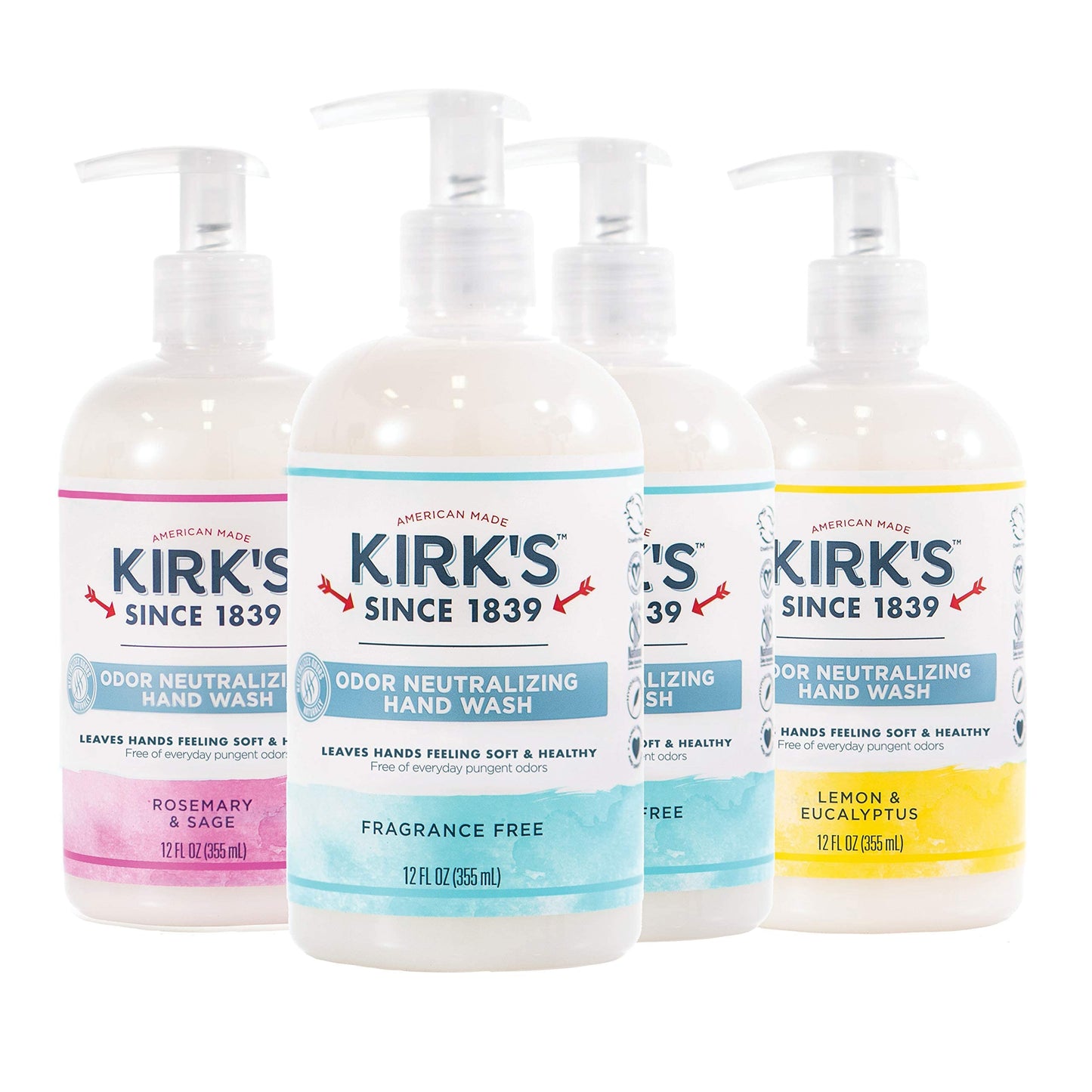 Kirk'S Odor-Neutralizing Clean Hand Soap Castile Liquid Soap Pump Bottle | Moisturizing & Hydrating Kitchen Hand Wash | 12 Fl Oz