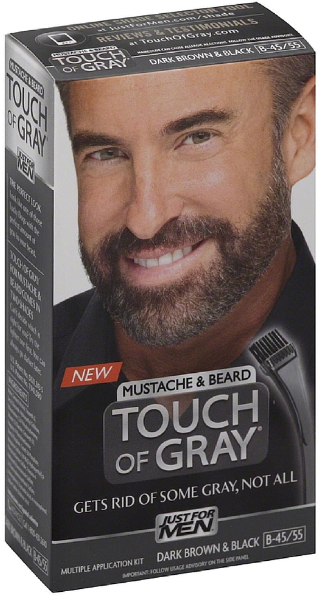 JUST FOR MEN Touch of Gray Mustache & Beard Hair Treatment, Dark Brown & Black 1 ea (Pack of 10)