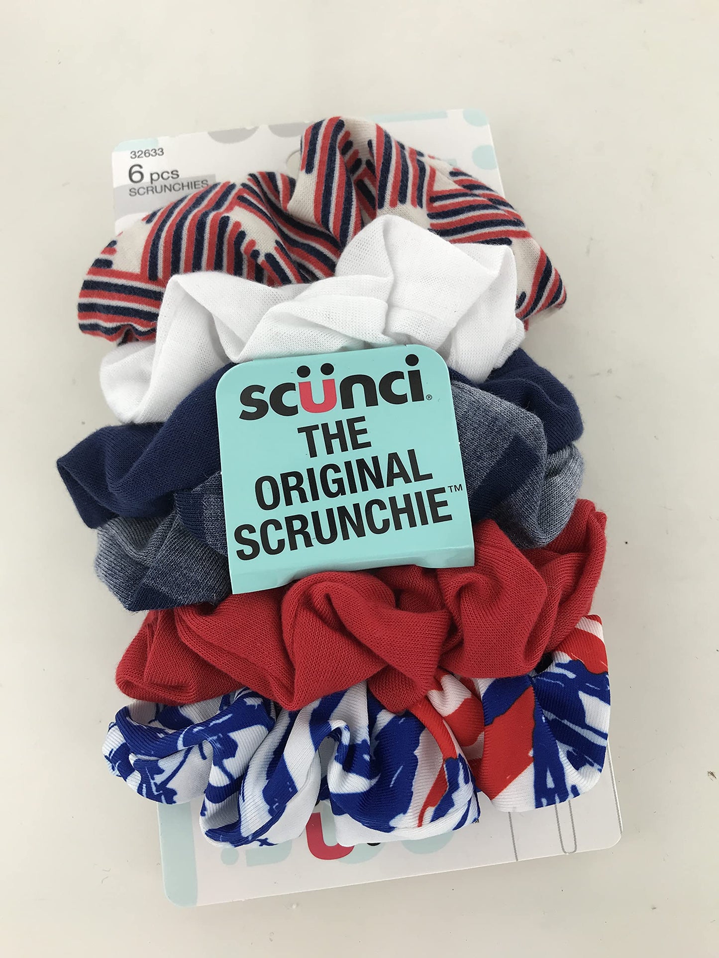 Scrunchies, 6 Pcs, By Scunci, Red, White And Blue Fabric