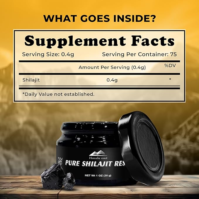 Pure Himalayan Organic Shilajit, High Potency Shilajit Resin - Gold Grade, Authentic & Natural - 70% Fulvic Acid & 85+ Trace Minerals for Energy & Immune Support | 75 Servings - 30g