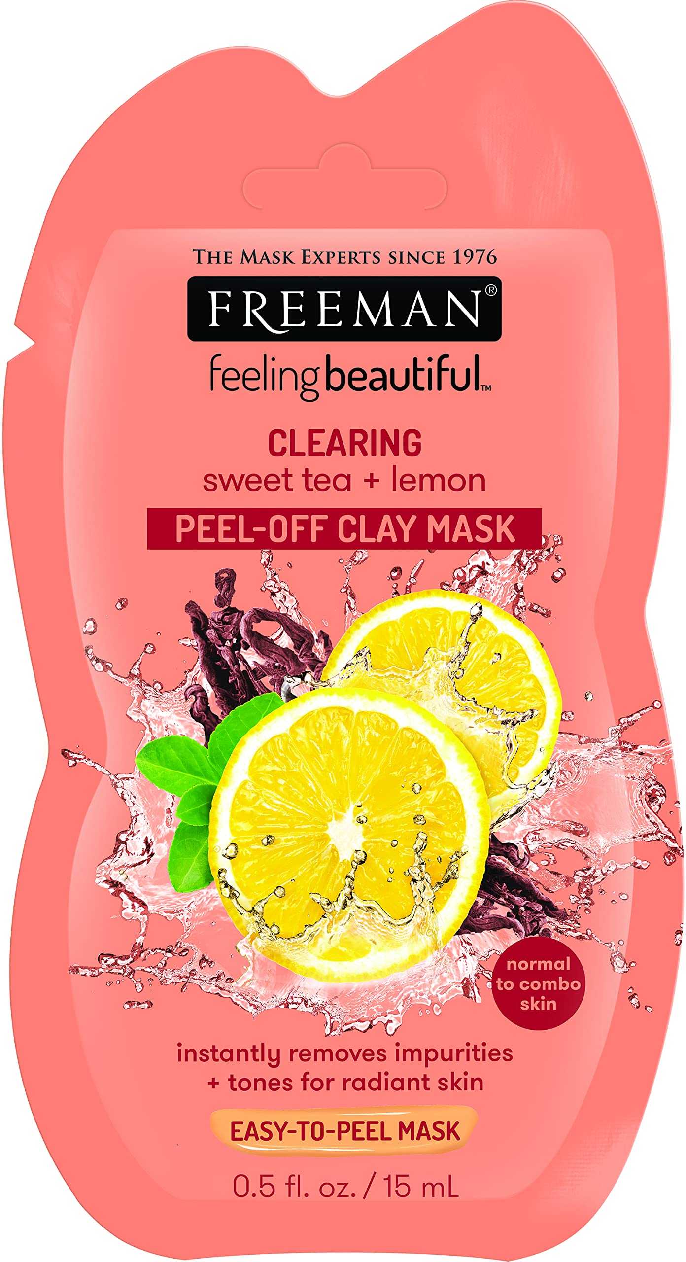Freeman Sweet Tea & Lemon Peel Away Clay Mask, Travel Size, 0.5 Fl Oz (Pack Of 3)