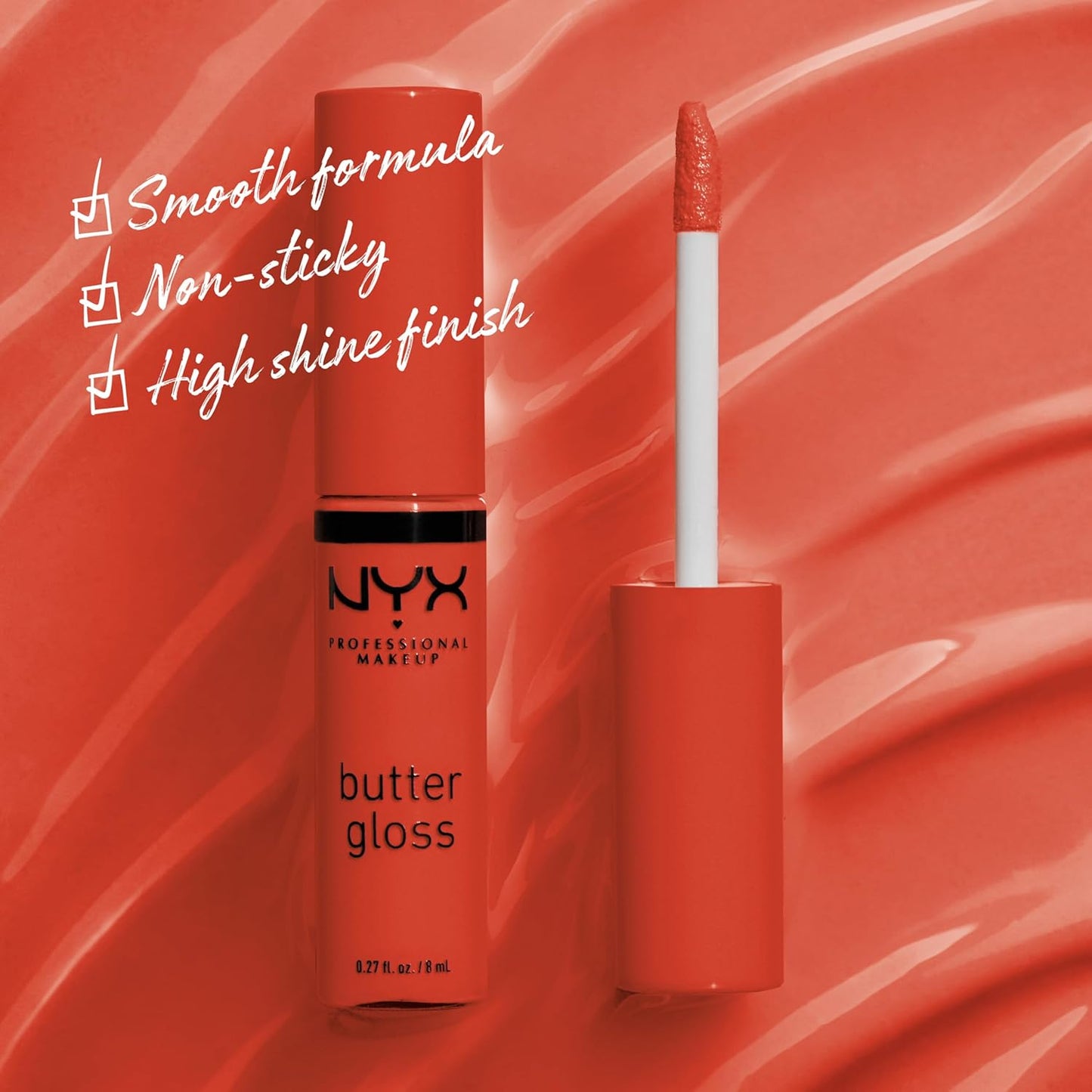 NYX Butter Gloss | Non-Sticky Orange Lip Gloss for Vibrant Shine