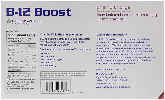 1st Step for Energy B-12 Boost Cherry Charge 12 (2 fl oz) bottles