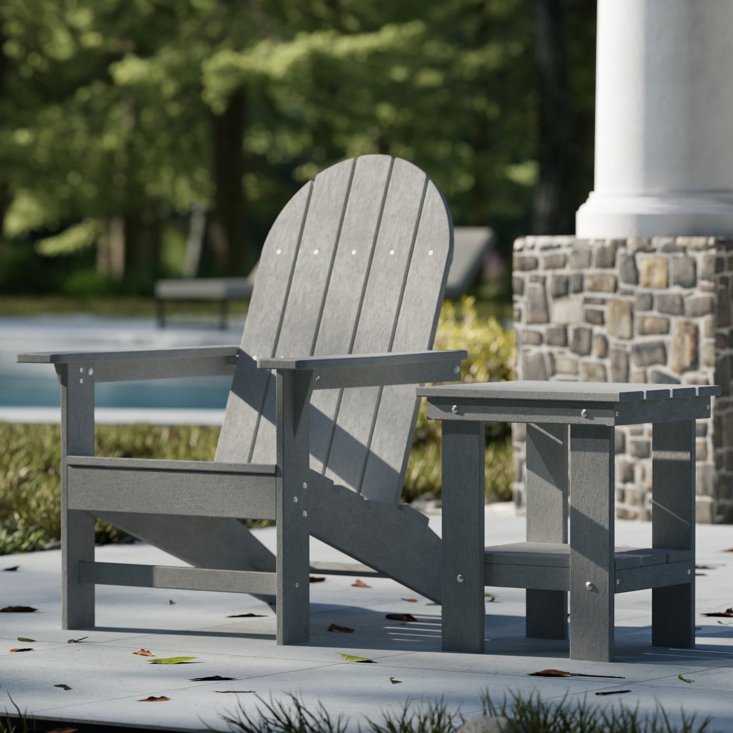 Wildridge Freedom Side Table, Light Gray - Outdoor Weather Resistant Recycled Plastic Furniture for Patio