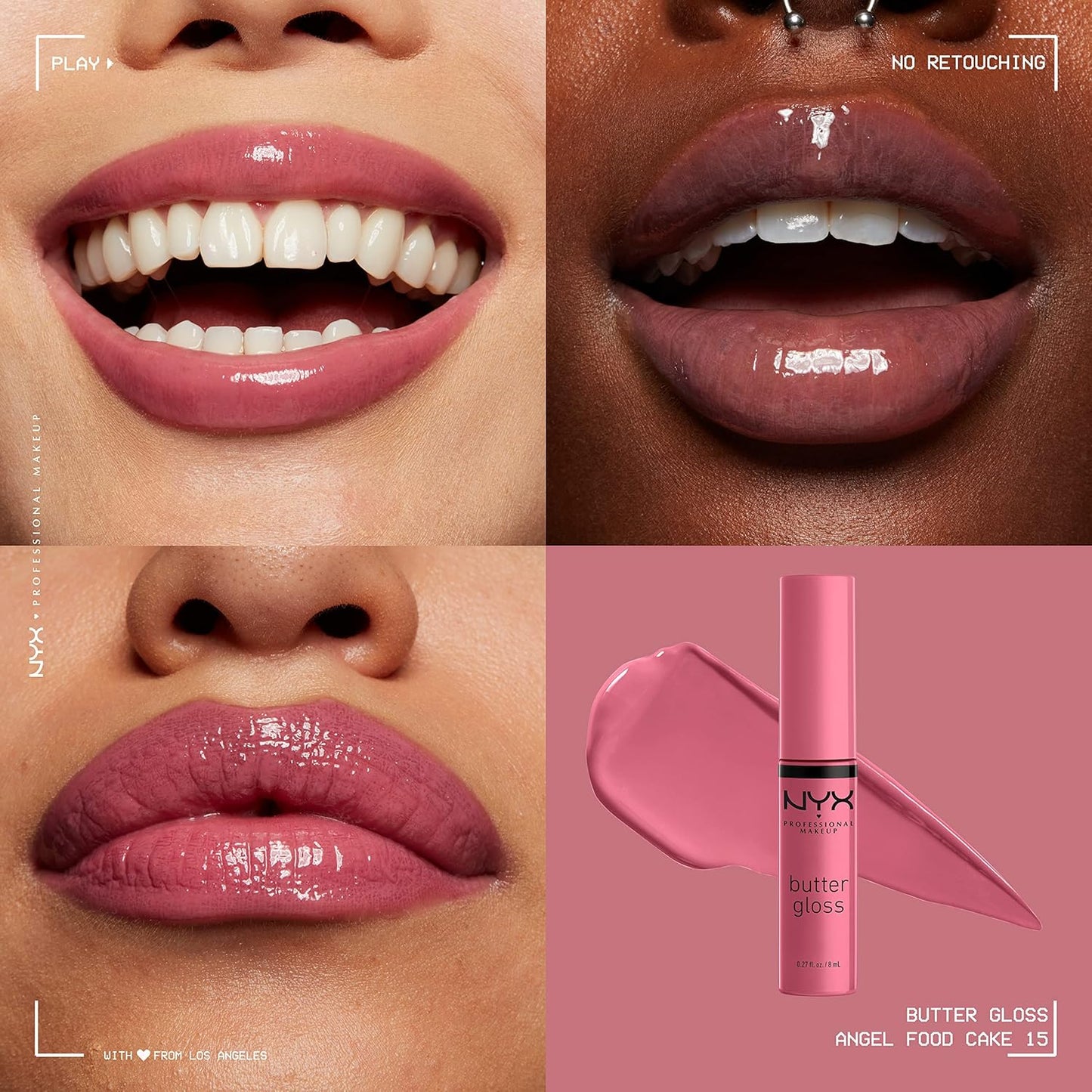 NYX Butter Gloss | Non-Sticky Lip Gloss Set of 3 | Angel Food Cake, Creme Brulee, Madeleine
