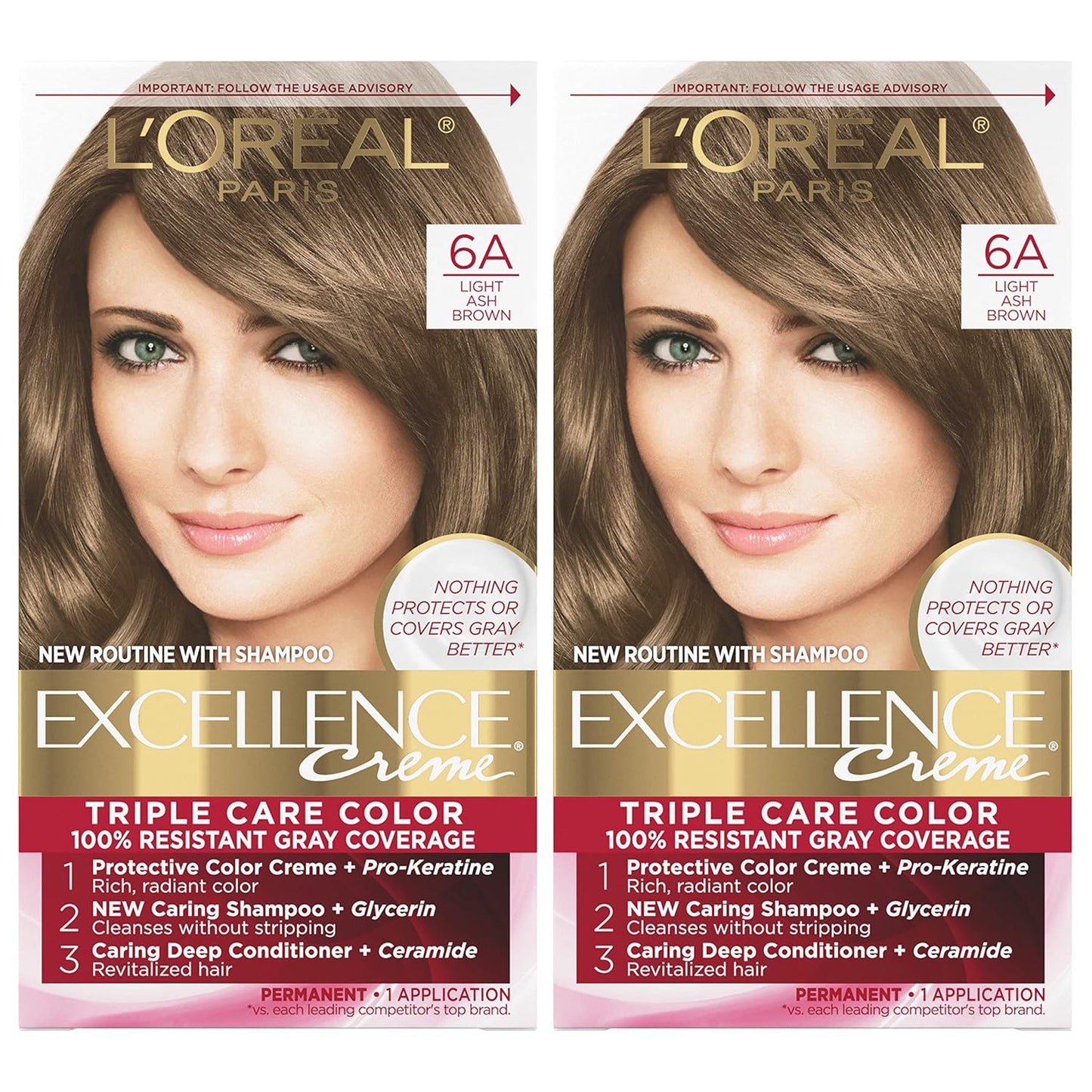 L'Oreal Paris Excellence 6G Light Golden Brown Hair Color | Gray Coverage, 8 Weeks