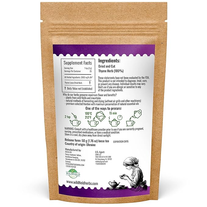 1.8 oz. Thyme Tea Thyme Leaves Tyme Herb Tea (Thymi Serpiylli Herba) - 50g Thymus Serpyllum Herb