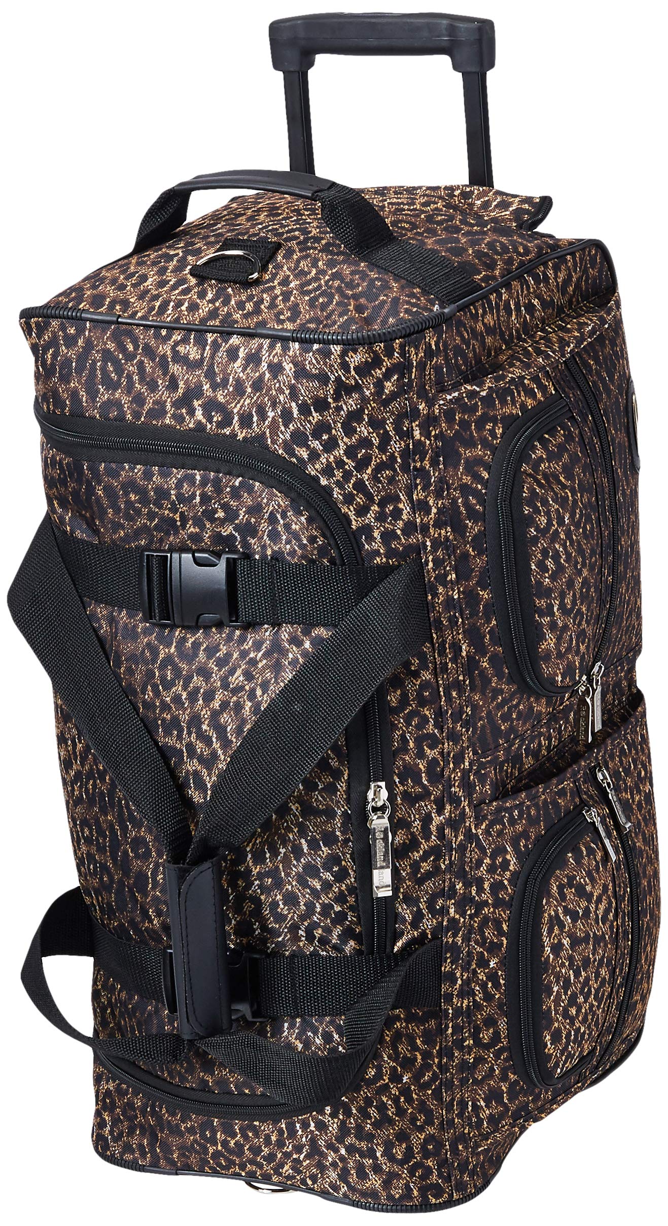 Rockland Rolling Duffel Bag, Brown Leopard, 100% Polyester, 22-Inch
