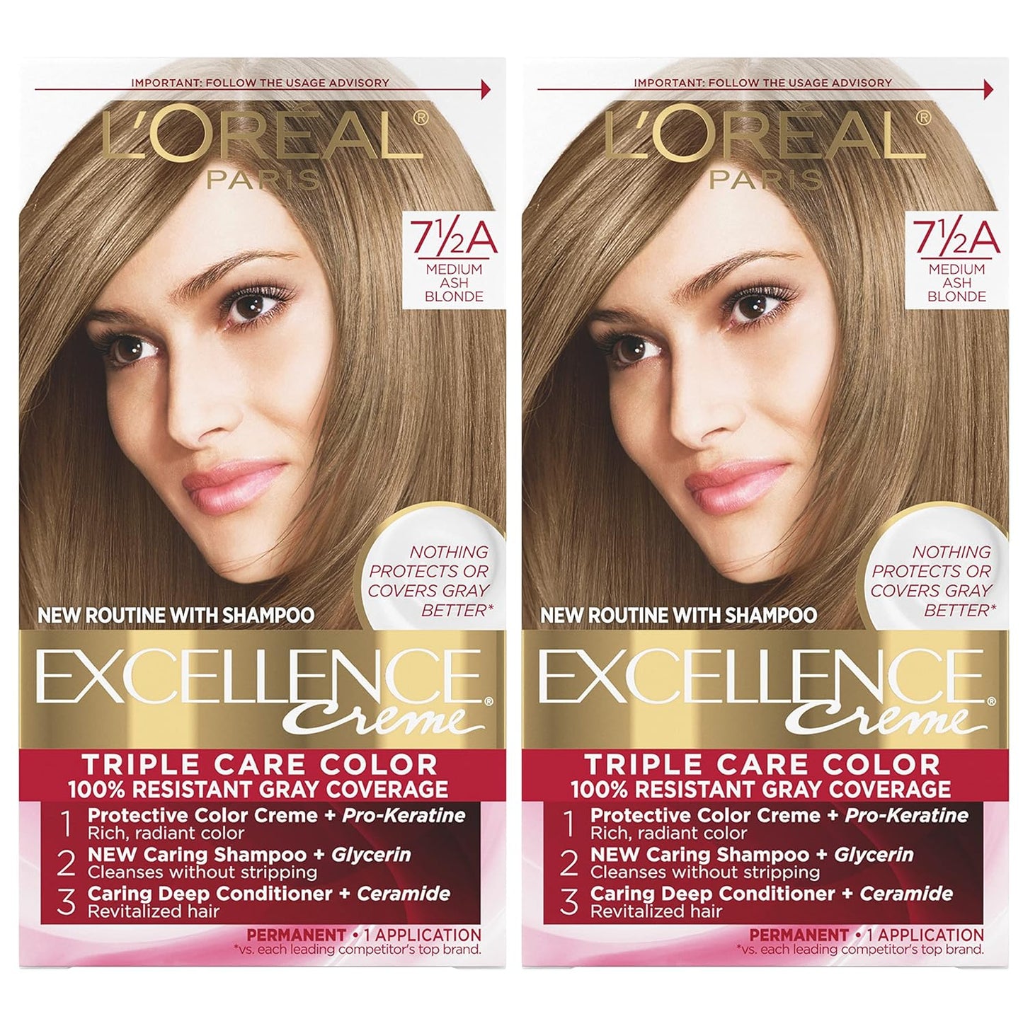 L'Oreal Paris Excellence Crème Hair Color | 5 Medium Brown | 100% Gray Coverage | Pack of 3