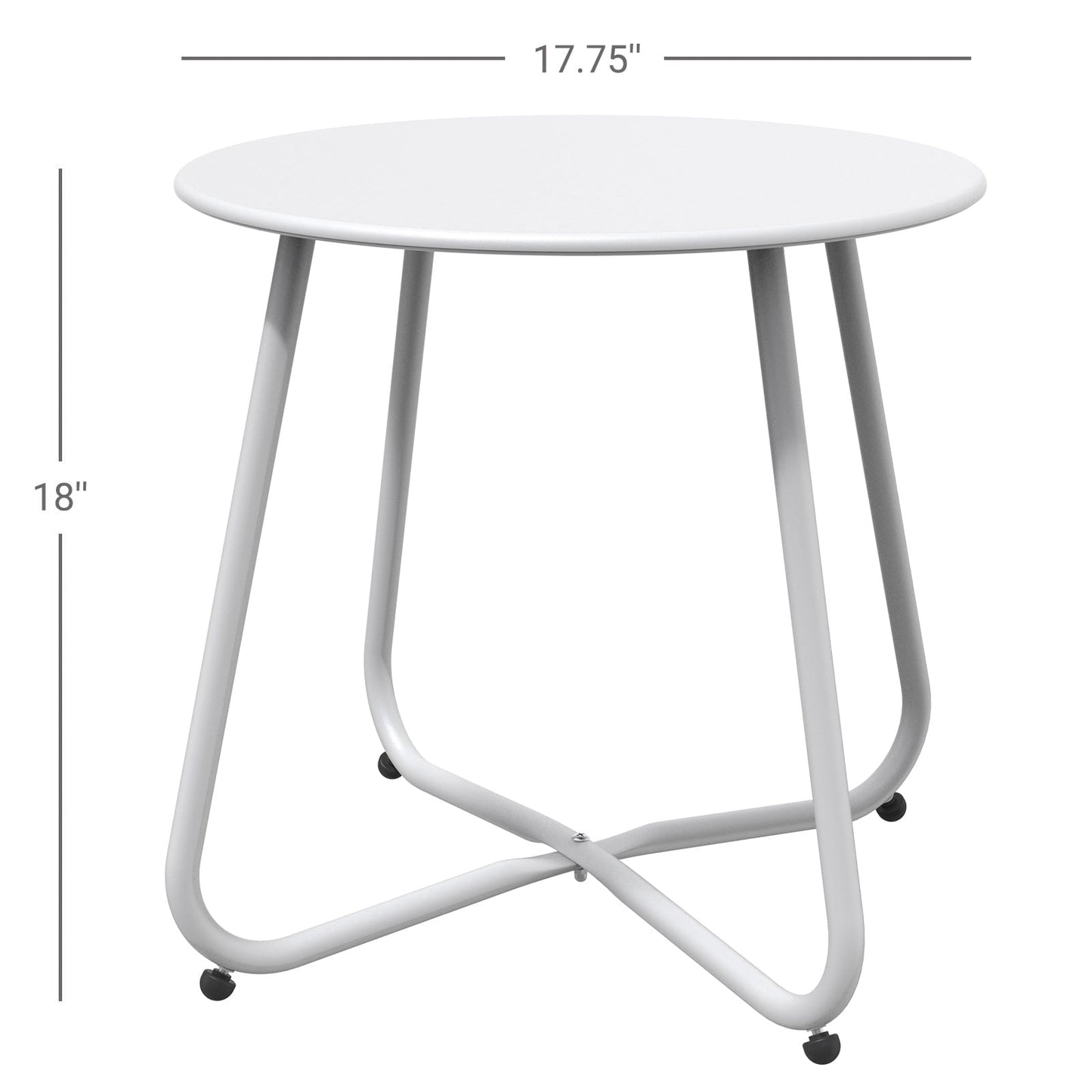 Multi-Purpose Rolling Side Table - Round Shape with Reinforced Cross Base, Lockable Wheels for Stability, Modern Home Furniture Essential - White