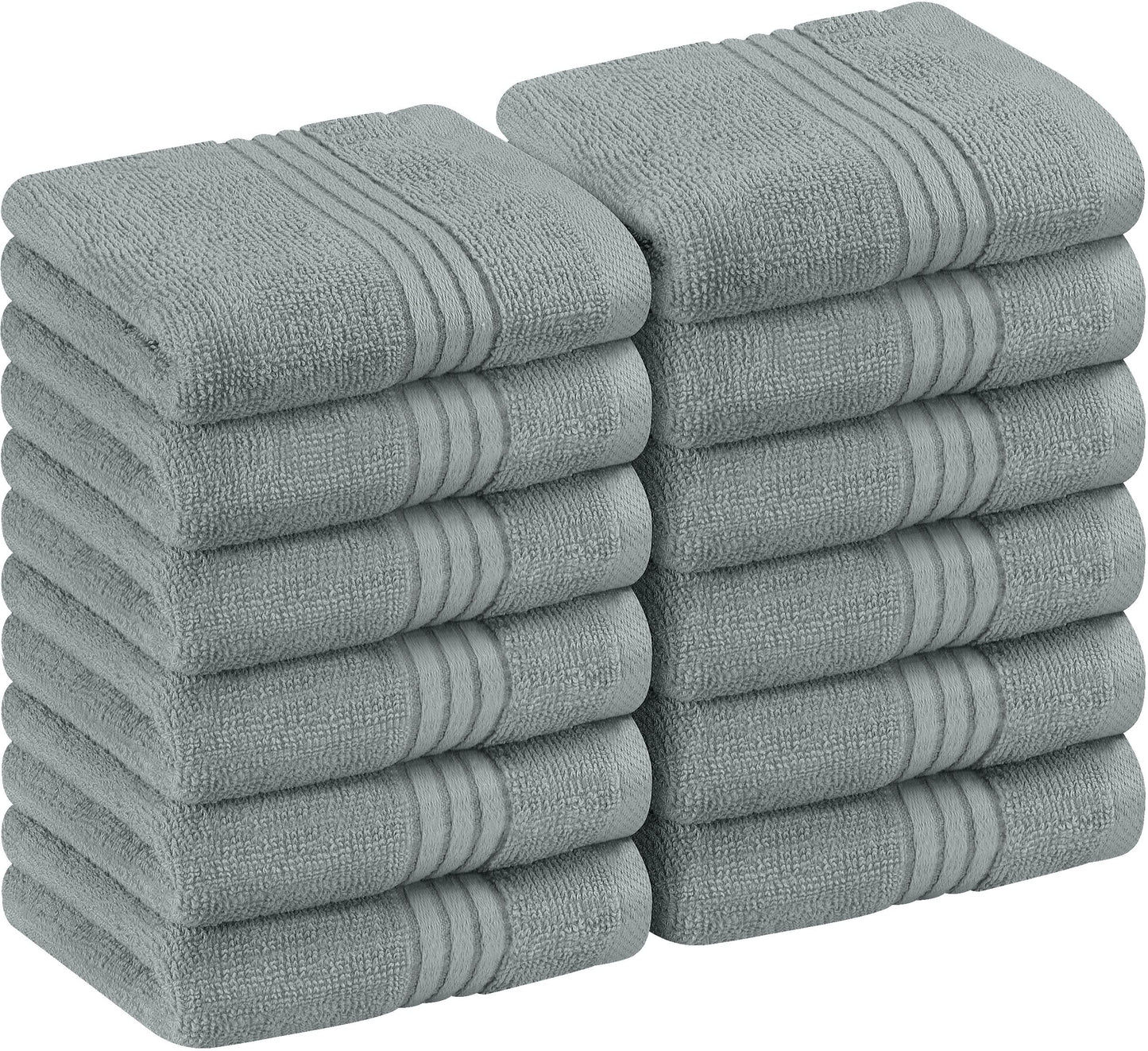 Utopia Towels 12 Pack Premium Wash Cloths Set, 12 by 12 Inches, 100% Cotton Ring Spun, Highly Absorbent and Soft Feel Washcloths for Bathroom, Spa, Gym, and Face, Cool Grey