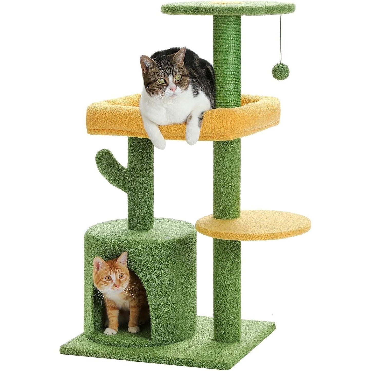 Tree 36.5 Inches Tower Indoor Cats Multi-Level Cactus Tree with Scratching Posts Private Condo Plush Perch for Small Cat Kittens