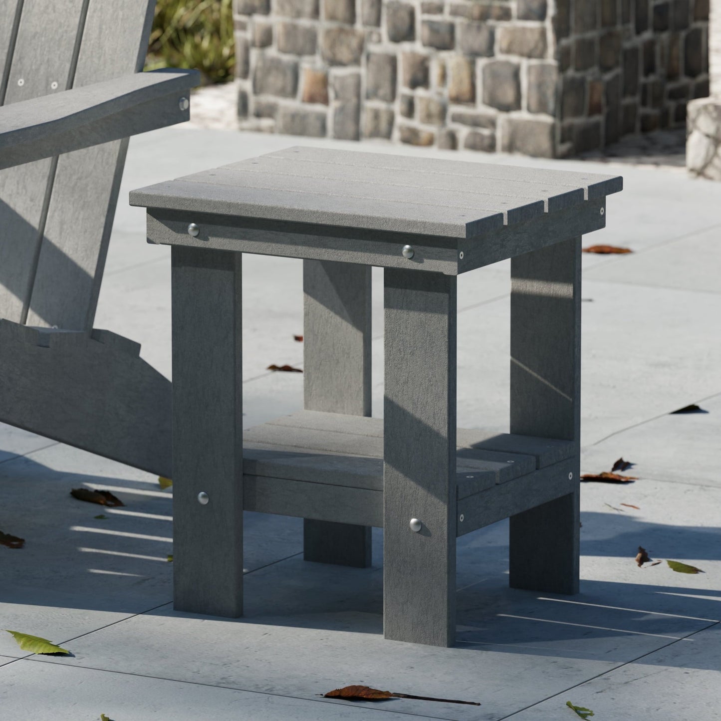 Wildridge Freedom Side Table, Light Gray - Outdoor Weather Resistant Recycled Plastic Furniture for Patio